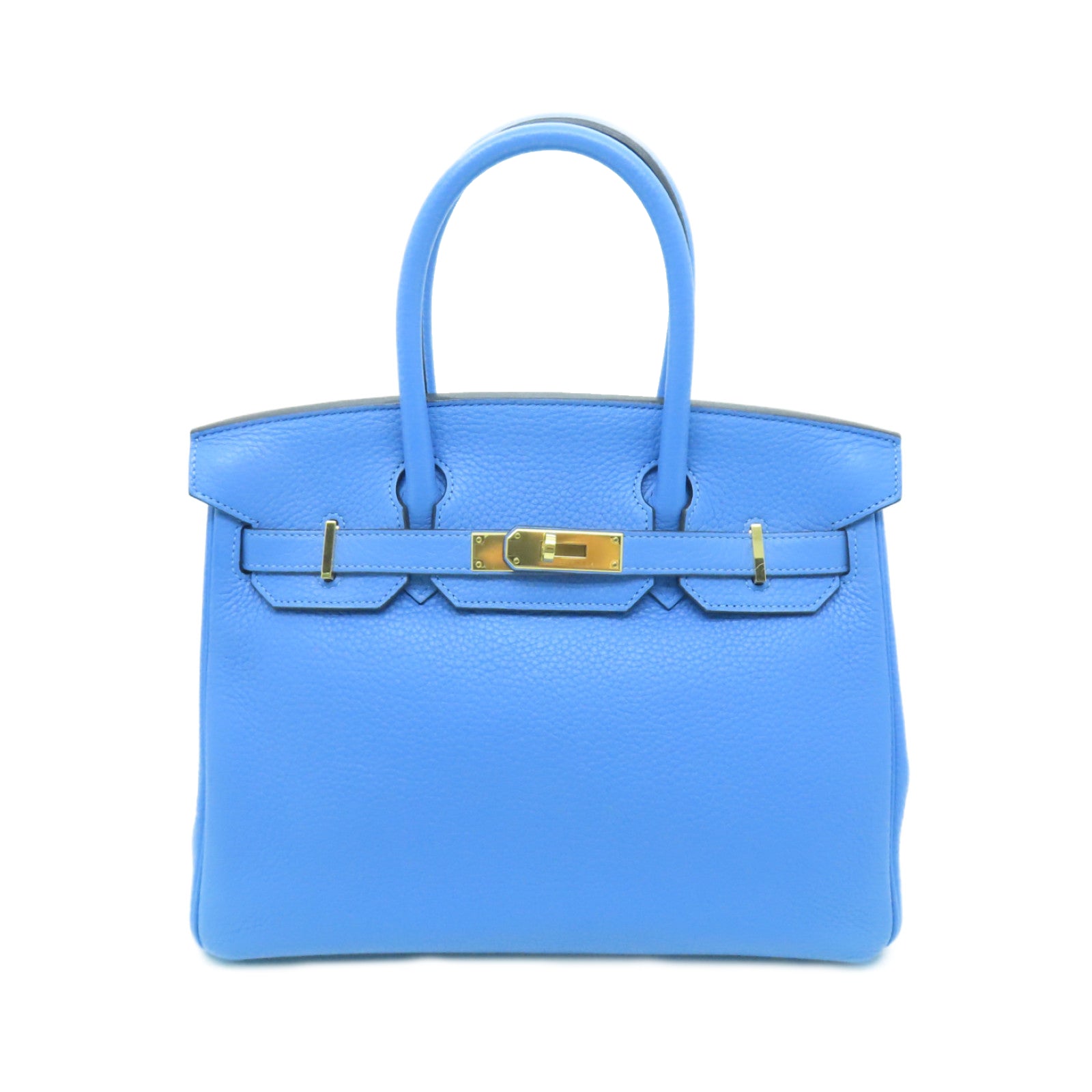 HERMES Togo皮革Birkin 30金扣手挽袋淺藍色