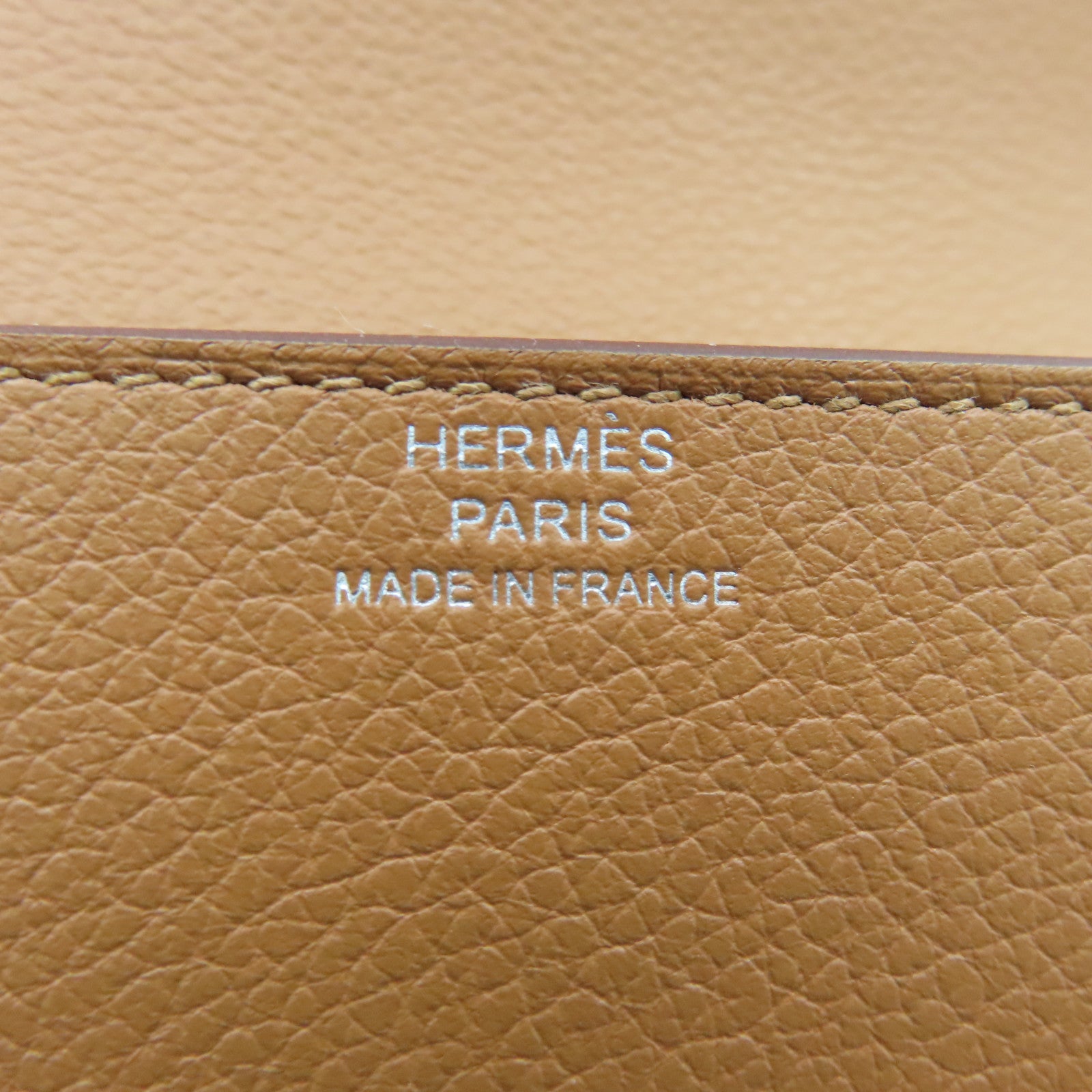 HERMES Evercolor Leather Roulis Slim Silver Buckle Wallet Classic Camel/Bubble Green