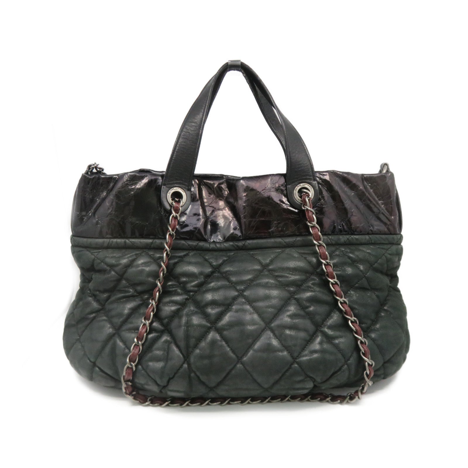 CHANEL [Sharp Discount] Lingge Cowhide Leather Chain Shoulder 2way Shoulder Bag Dark Green/Black
