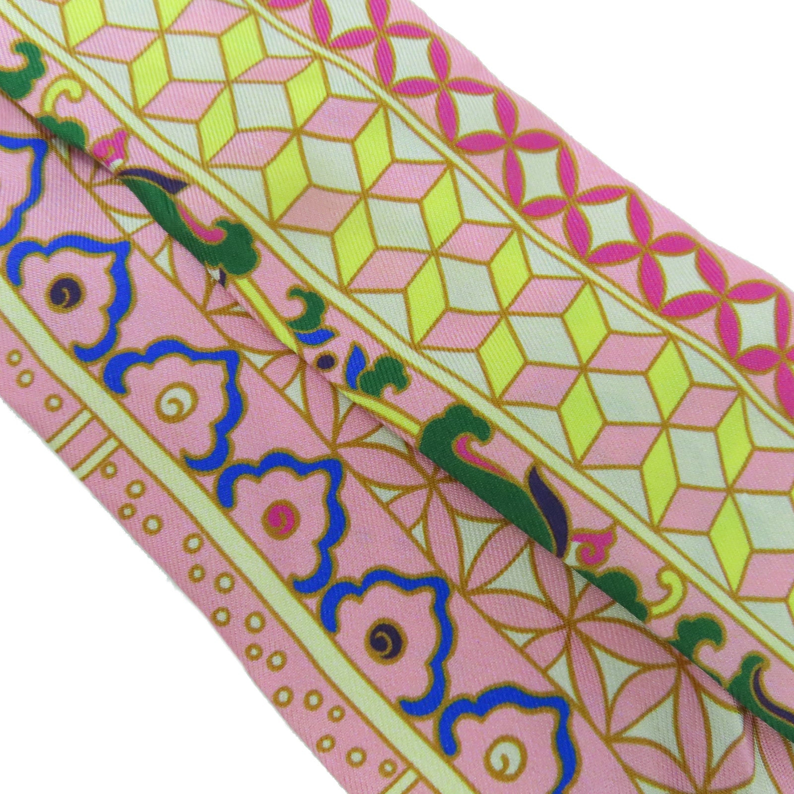 HERMES 【激減優惠】絲質Twilly Scarf絲巾粉紅色/橙色