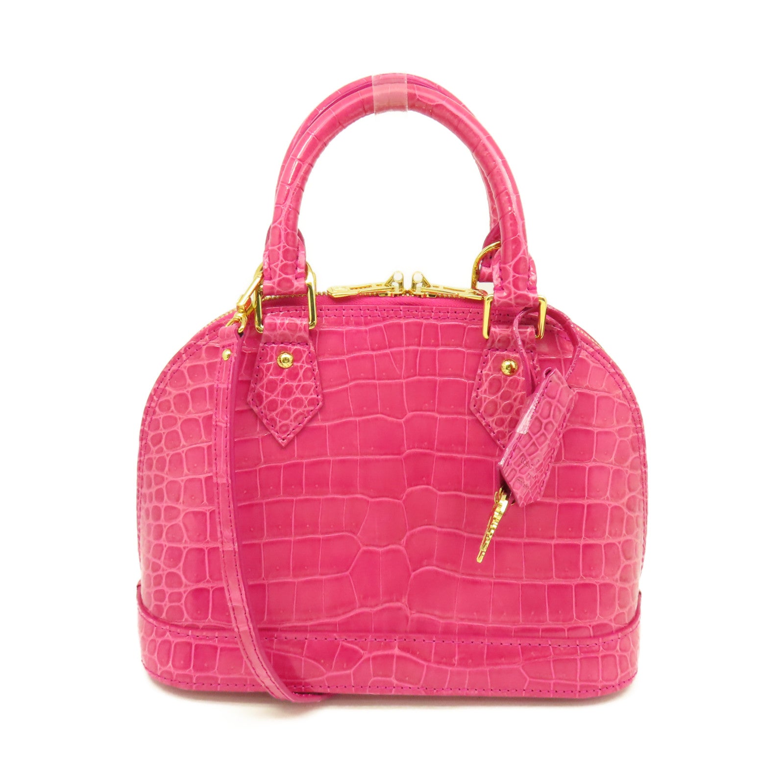 LOUIS VUITTON 鱷魚皮革Alma 2Way Shoulder Bag手挽肩背兩用袋粉紅色