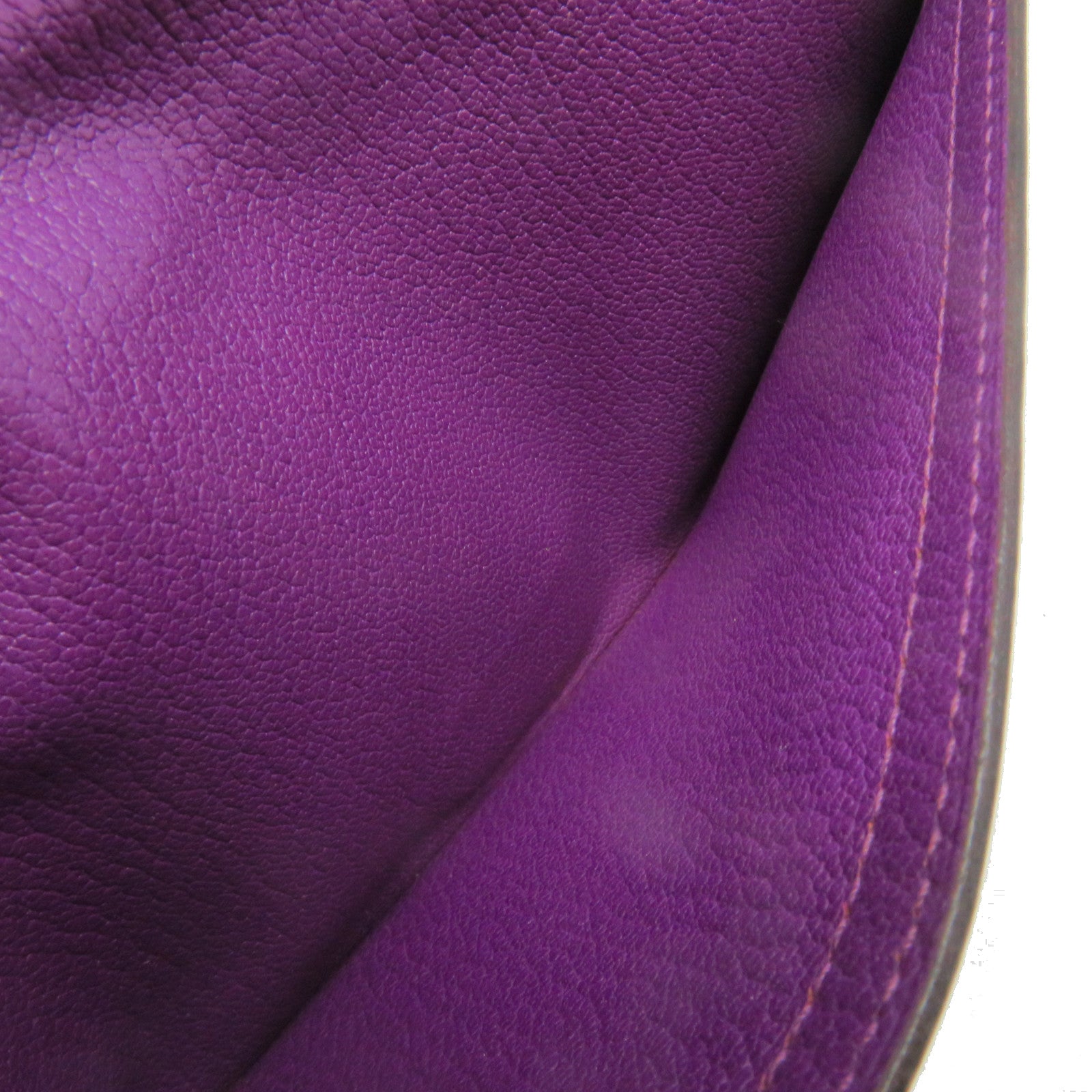 HERMES Chevre皮革Bearn W Snap Long Wallet銀扣長錢包5H紫色