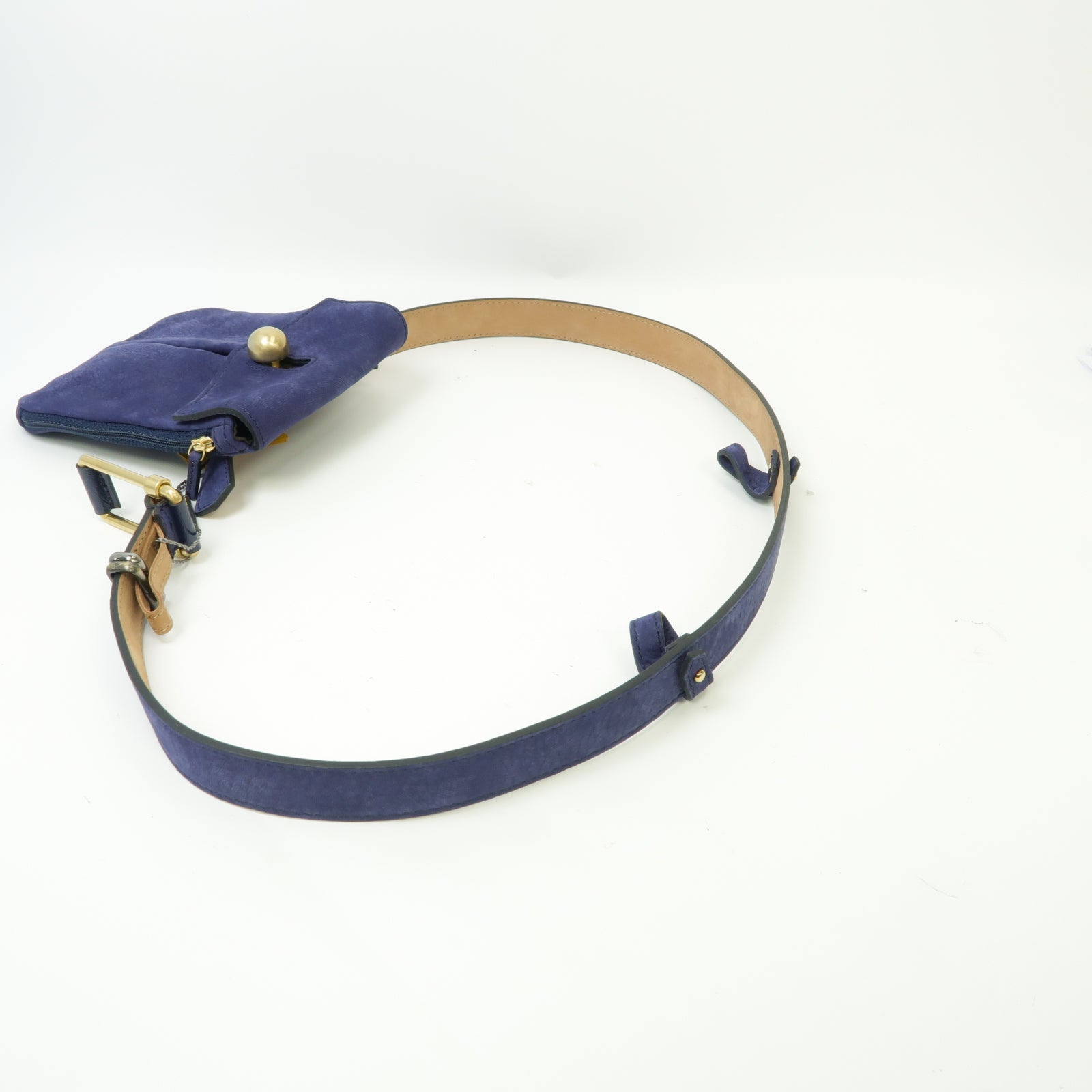 FENDI 麂皮皮革Waist Bag金扣腰包藍色