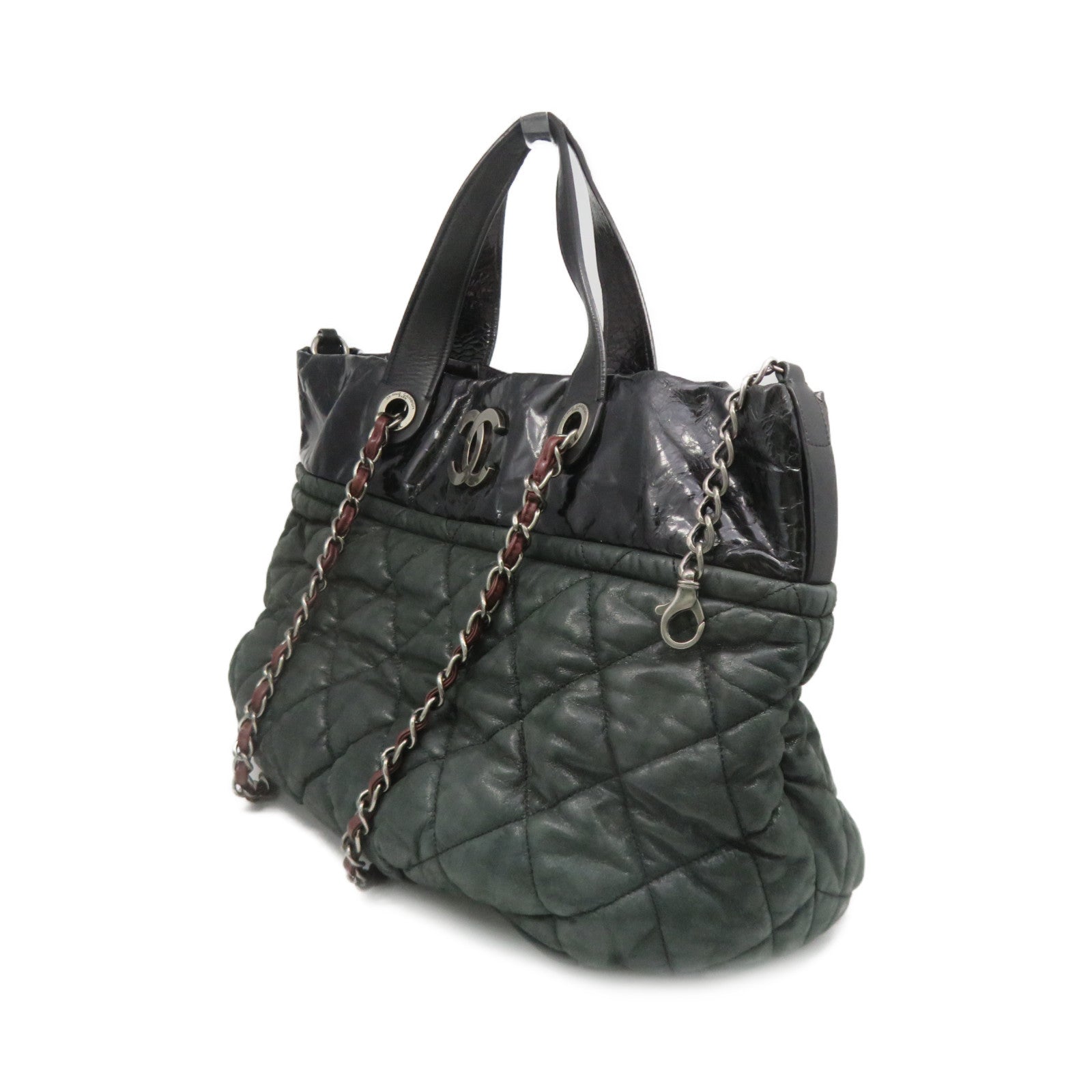CHANEL [Sharp Discount] Lingge Cowhide Leather Chain Shoulder 2way Shoulder Bag Dark Green/Black