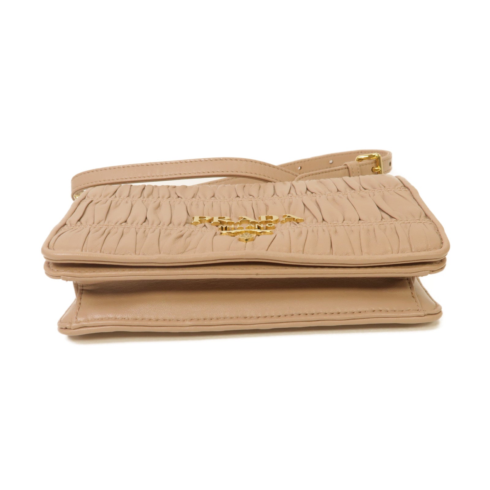 PRADA 羊皮皮革Nappa Gaufre Flap Cipria金扣鏈帶肩背袋粉紅色