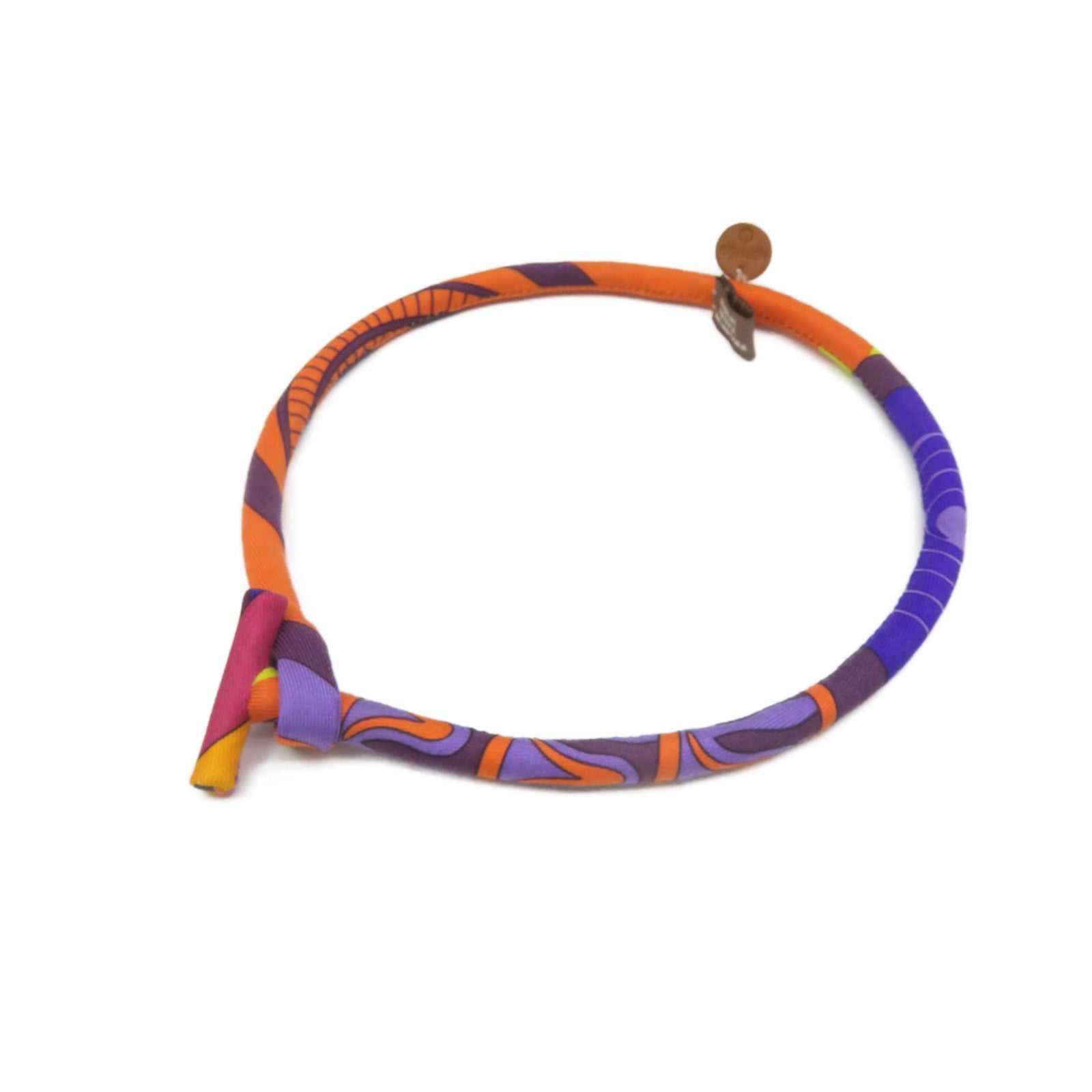 HERMES 【激減優惠】絲質Choker頸圈項鍊紫色/橙色