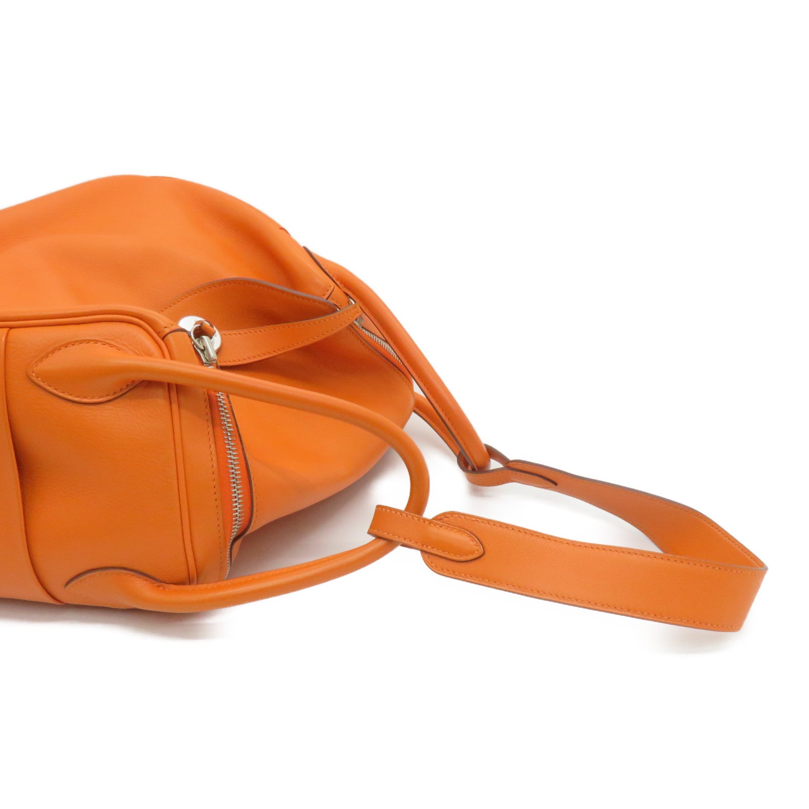 HERMES Swift皮革Lindy 30银扣肩背袋Orange橙色