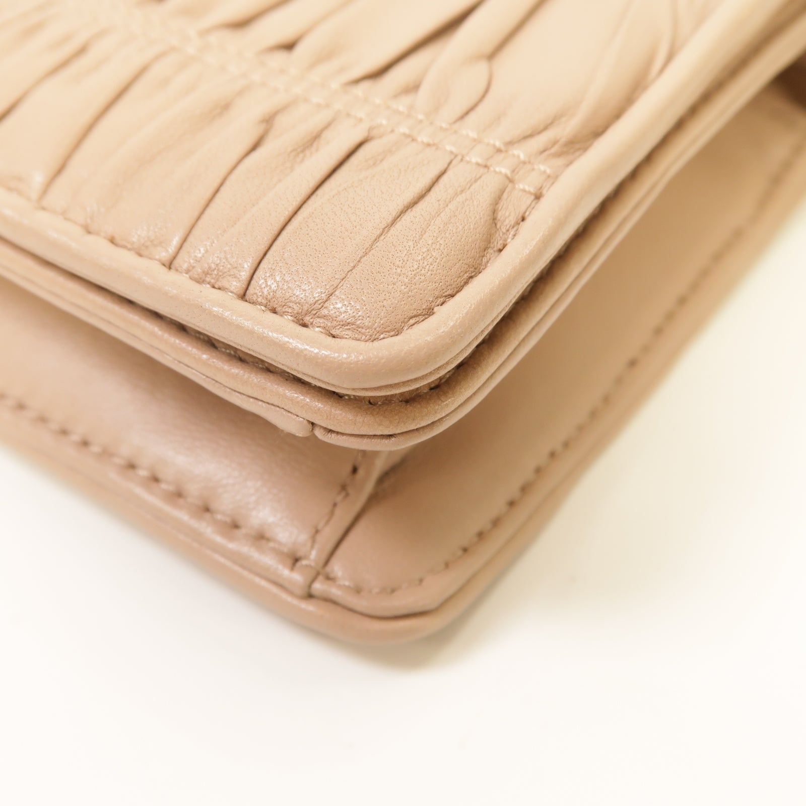 PRADA 羊皮皮革Nappa Gaufre Flap Cipria金扣鏈帶肩背袋粉紅色