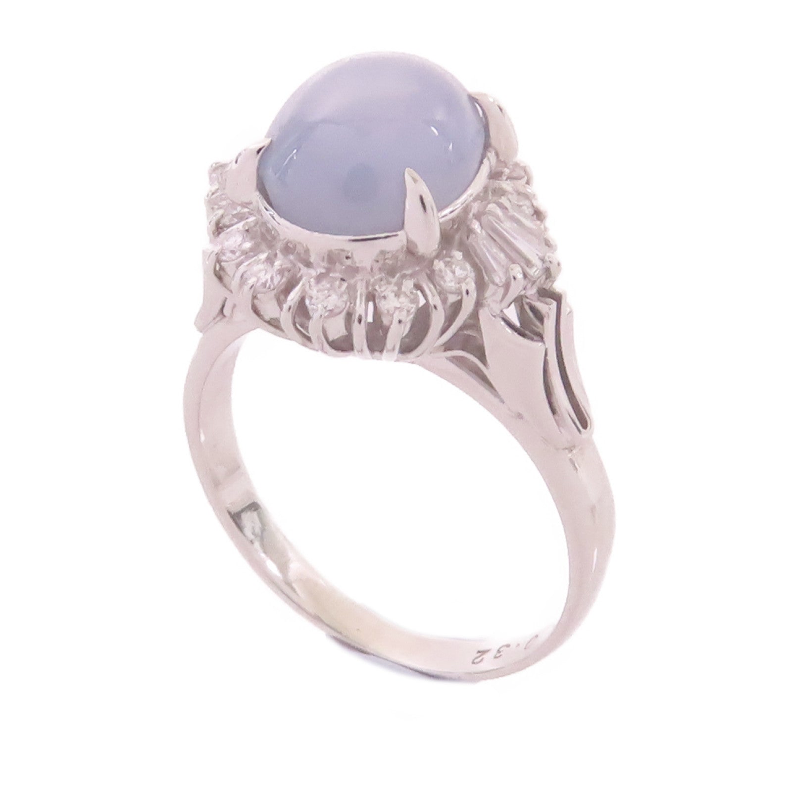 JEWELRY PT900鉑金/5.29ct藍寶石/0.32ct鑽石Sapphire Ring戒指US#6.75
