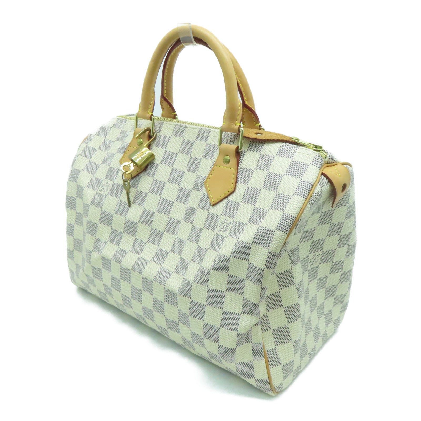 LOUIS VUITTON Damier Azur Speedy 30金扣手挽袋米白色