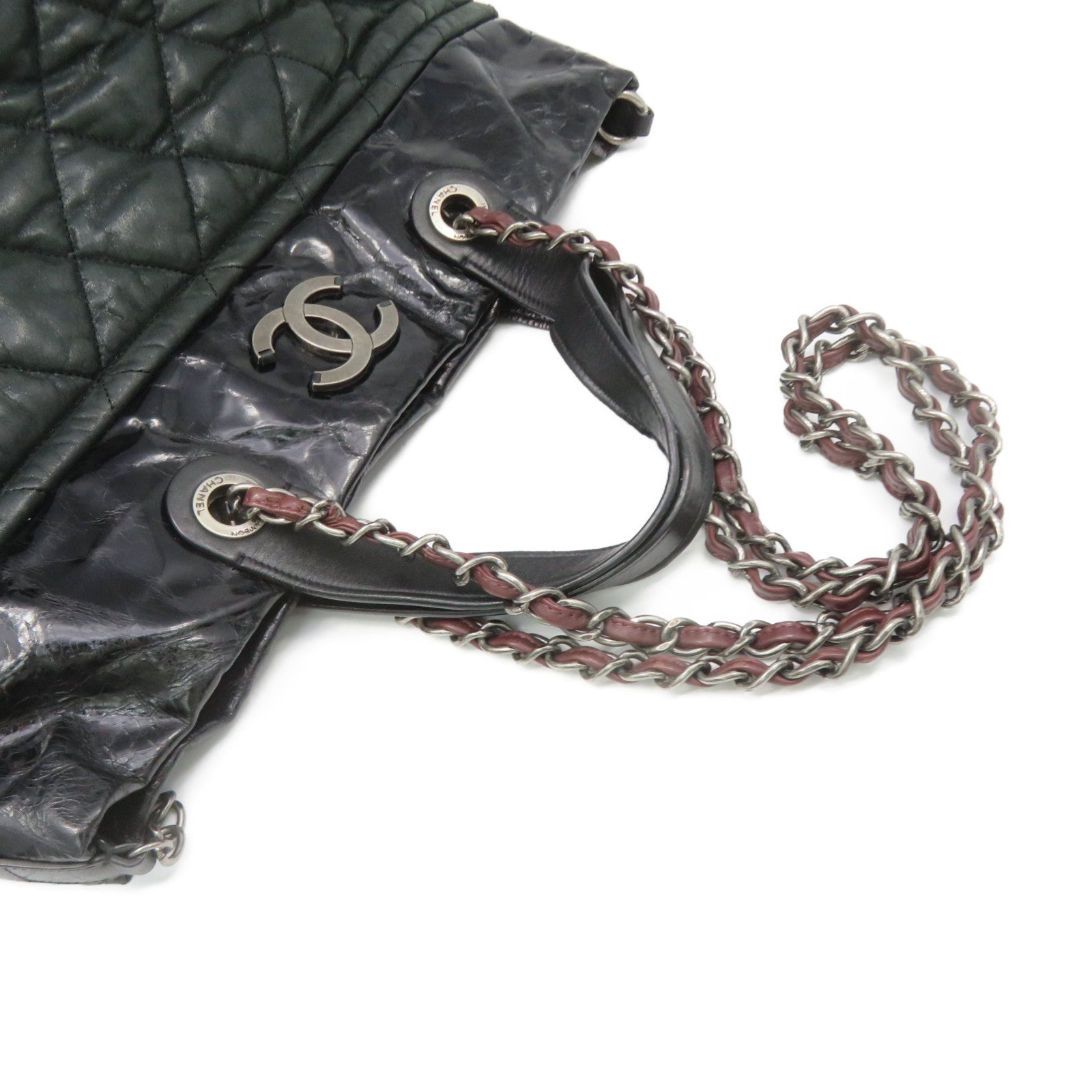 CHANEL [Sharp Discount] Lingge Cowhide Leather Chain Shoulder 2way Shoulder Bag Dark Green/Black
