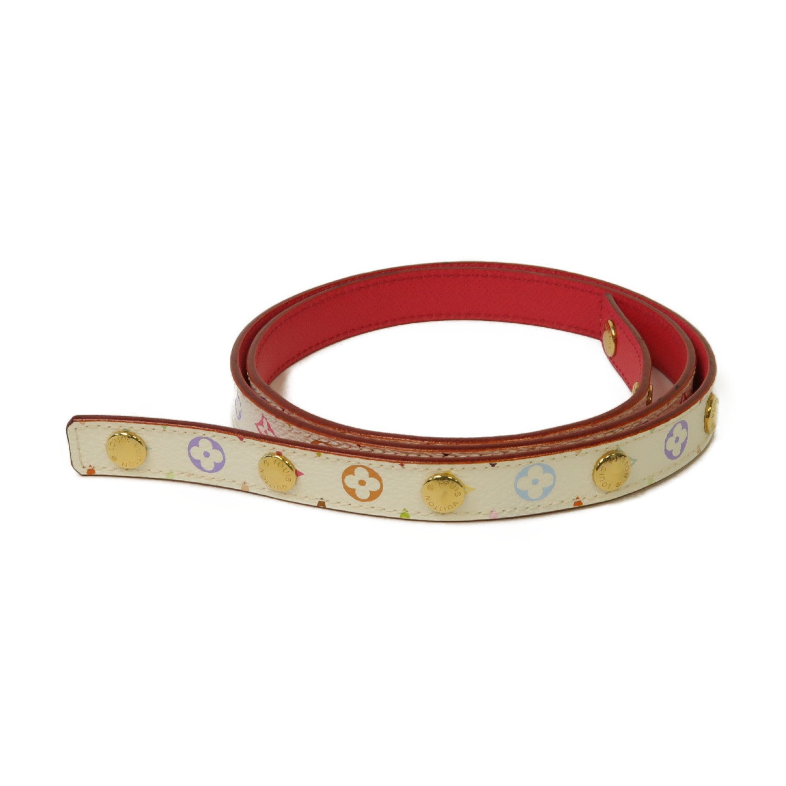 LOUIS VUITTON Monogram Multicolore Belt金扣皮帶白色/彩色