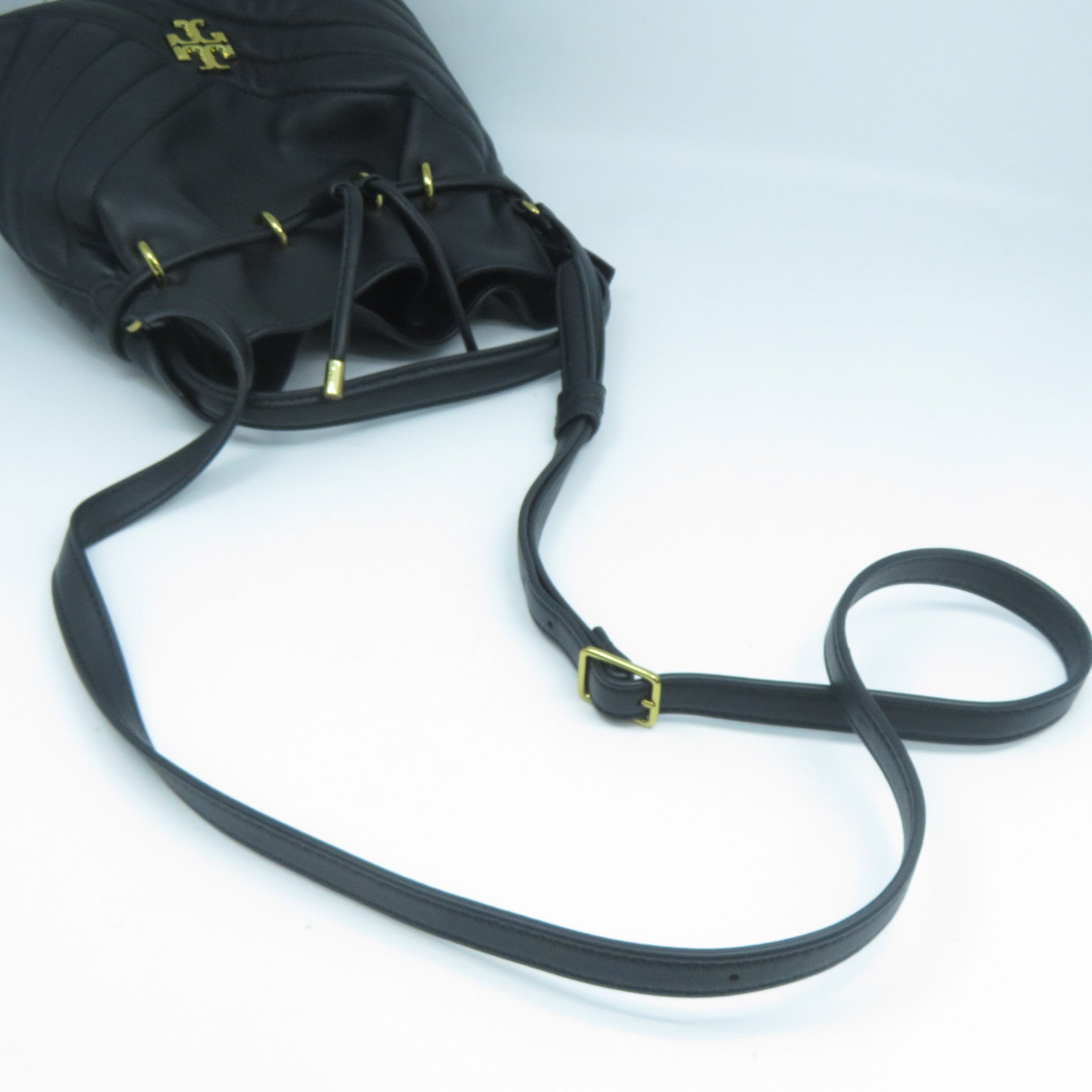 Tory Burch 牛皮皮革Shoulder Bag金扣手挽肩背兩用袋黑色