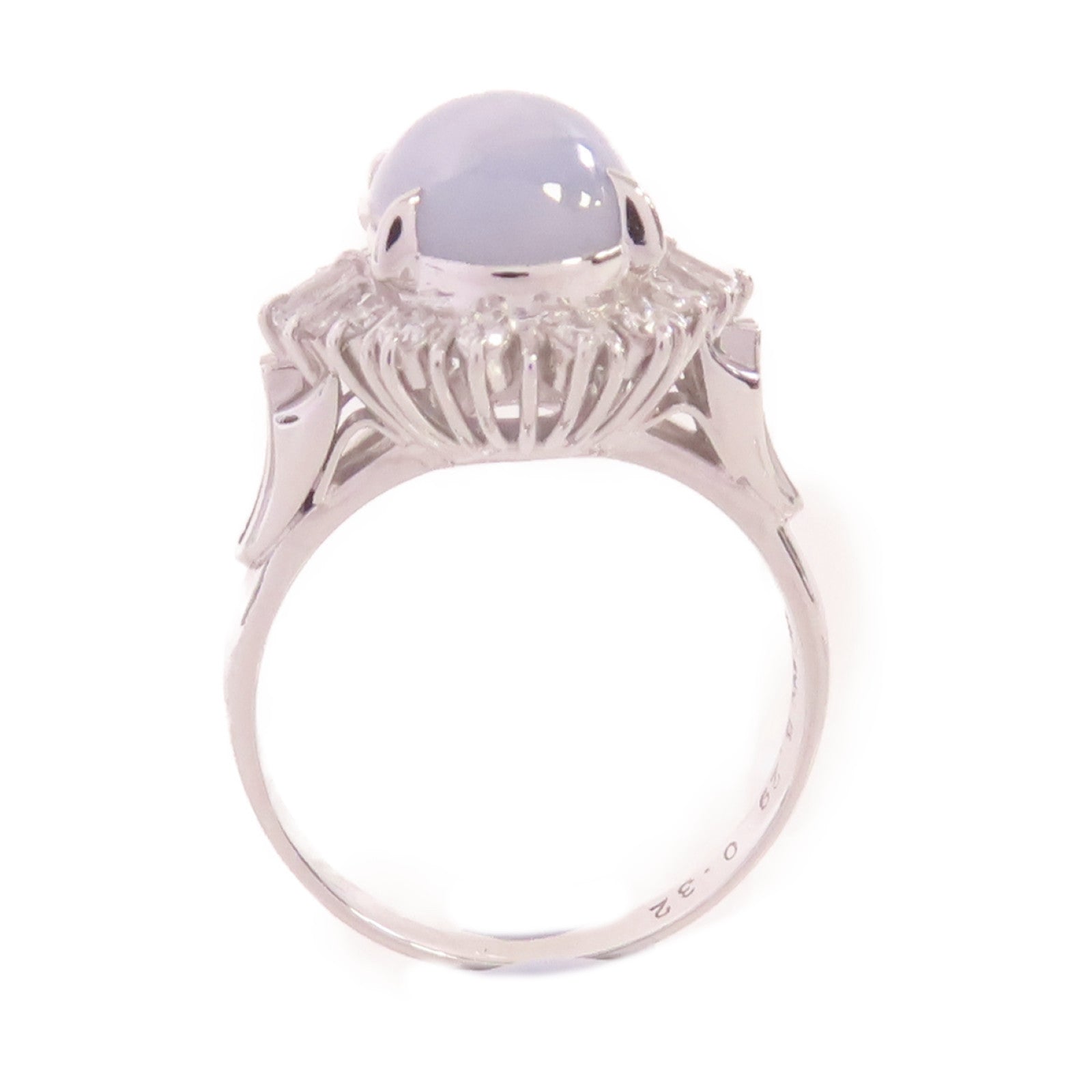 JEWELRY PT900鉑金/5.29ct藍寶石/0.32ct鑽石Sapphire Ring戒指US#6.75