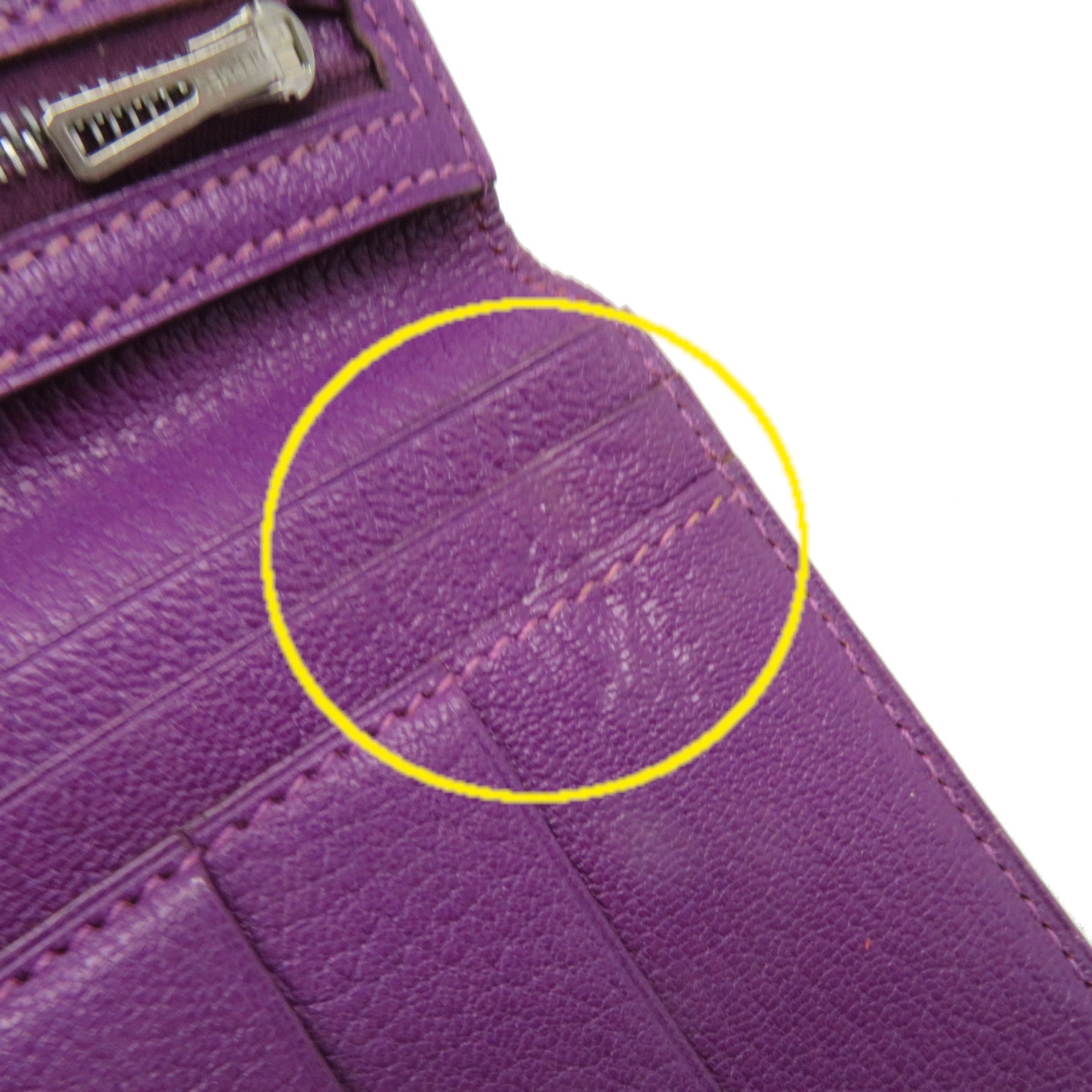 HERMES Chevre皮革Bearn W Snap Long Wallet銀扣長錢包5H紫色