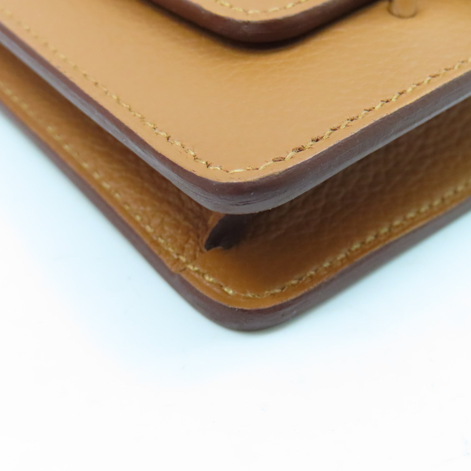 HERMES Evercolor Leather Roulis Slim Silver Buckle Wallet Classic Camel/Bubble Green