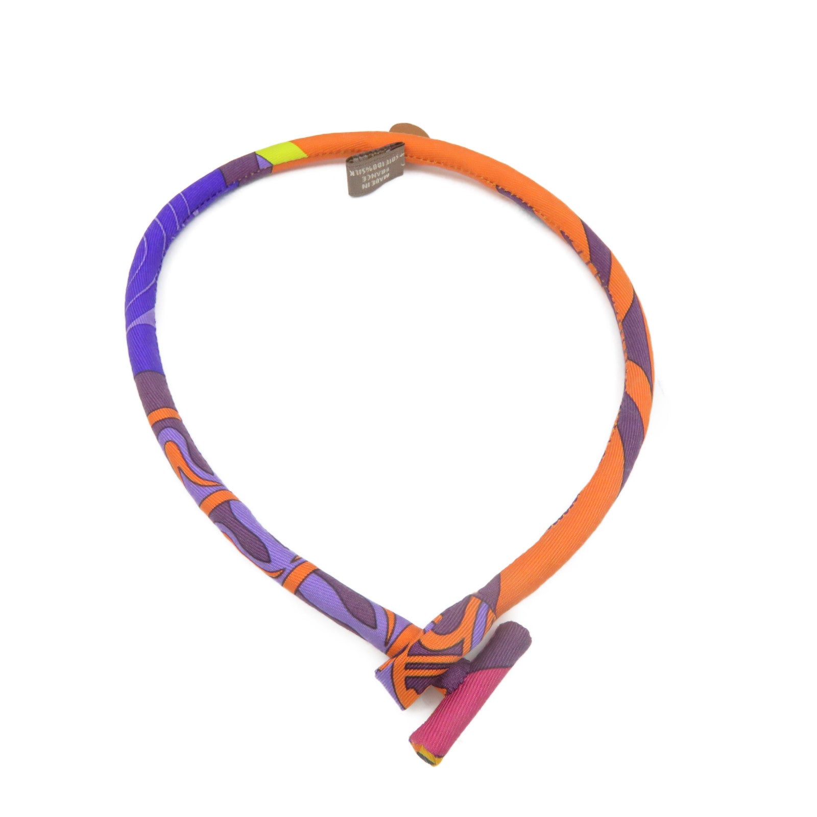 HERMES 【激減優惠】絲質Choker頸圈項鍊紫色/橙色