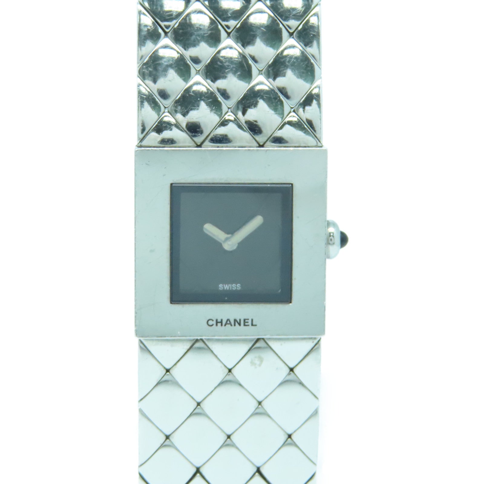 CHANEL Matelasse Bracelet Watch Stainless Steel Watch Quartz Movement Black