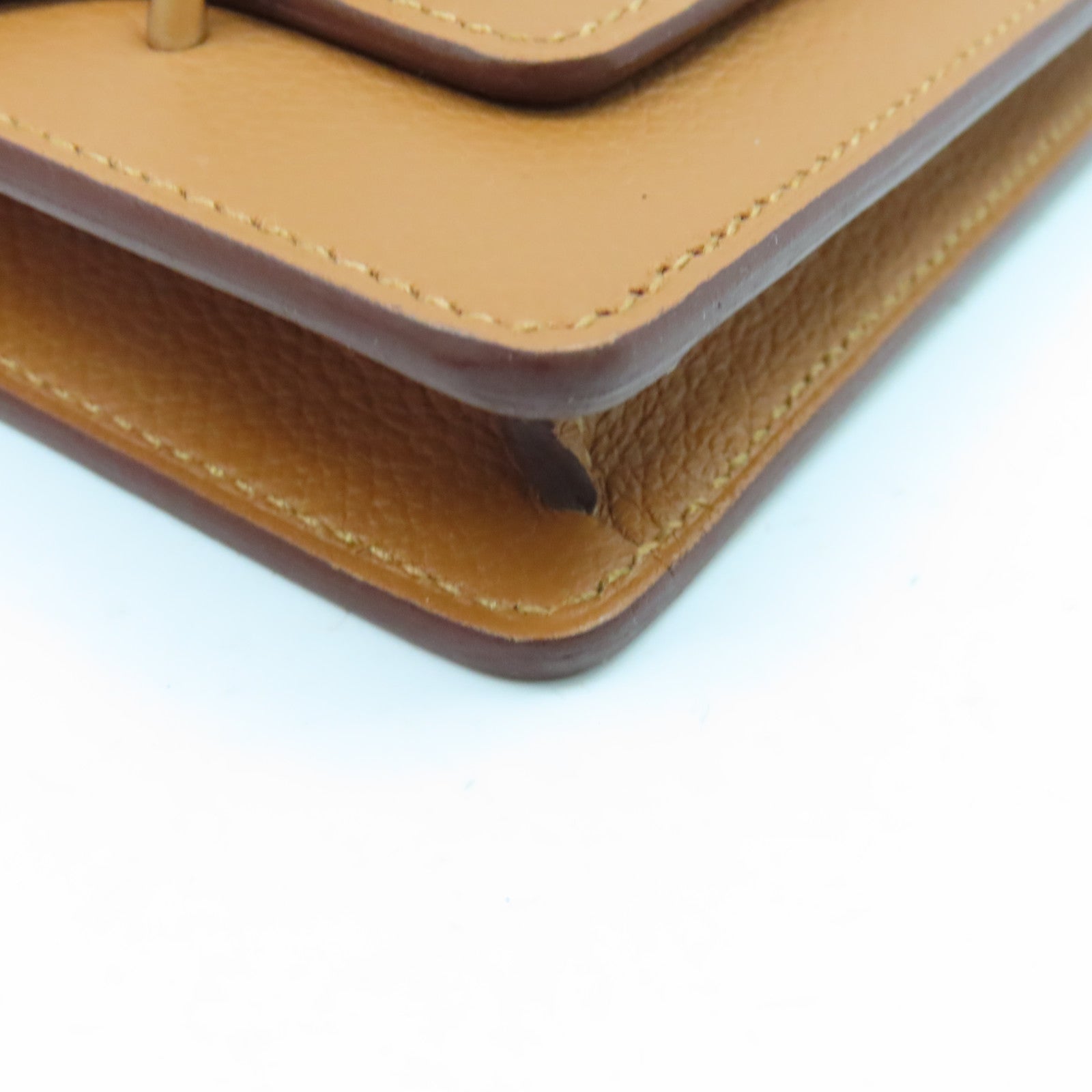 HERMES Evercolor Leather Roulis Slim Silver Buckle Wallet Classic Camel/Bubble Green