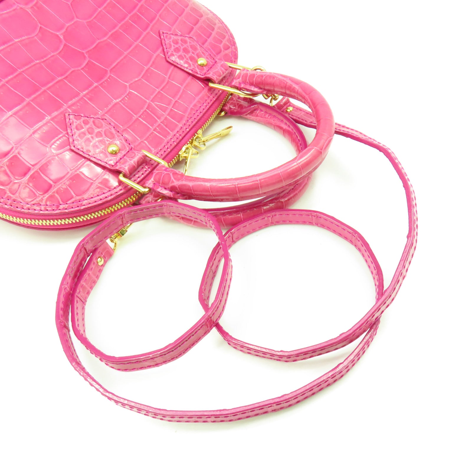 LOUIS VUITTON 鱷魚皮革Alma 2Way Shoulder Bag手挽肩背兩用袋粉紅色