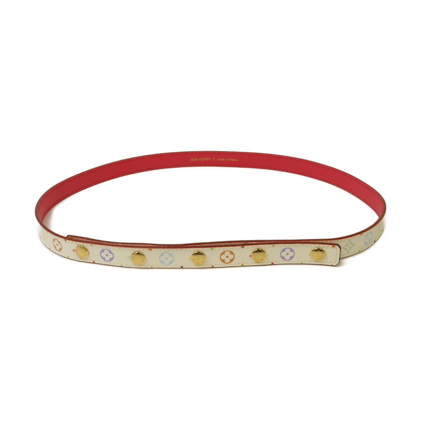 LOUIS VUITTON Monogram Multicolore Belt金扣皮帶白色/彩色
