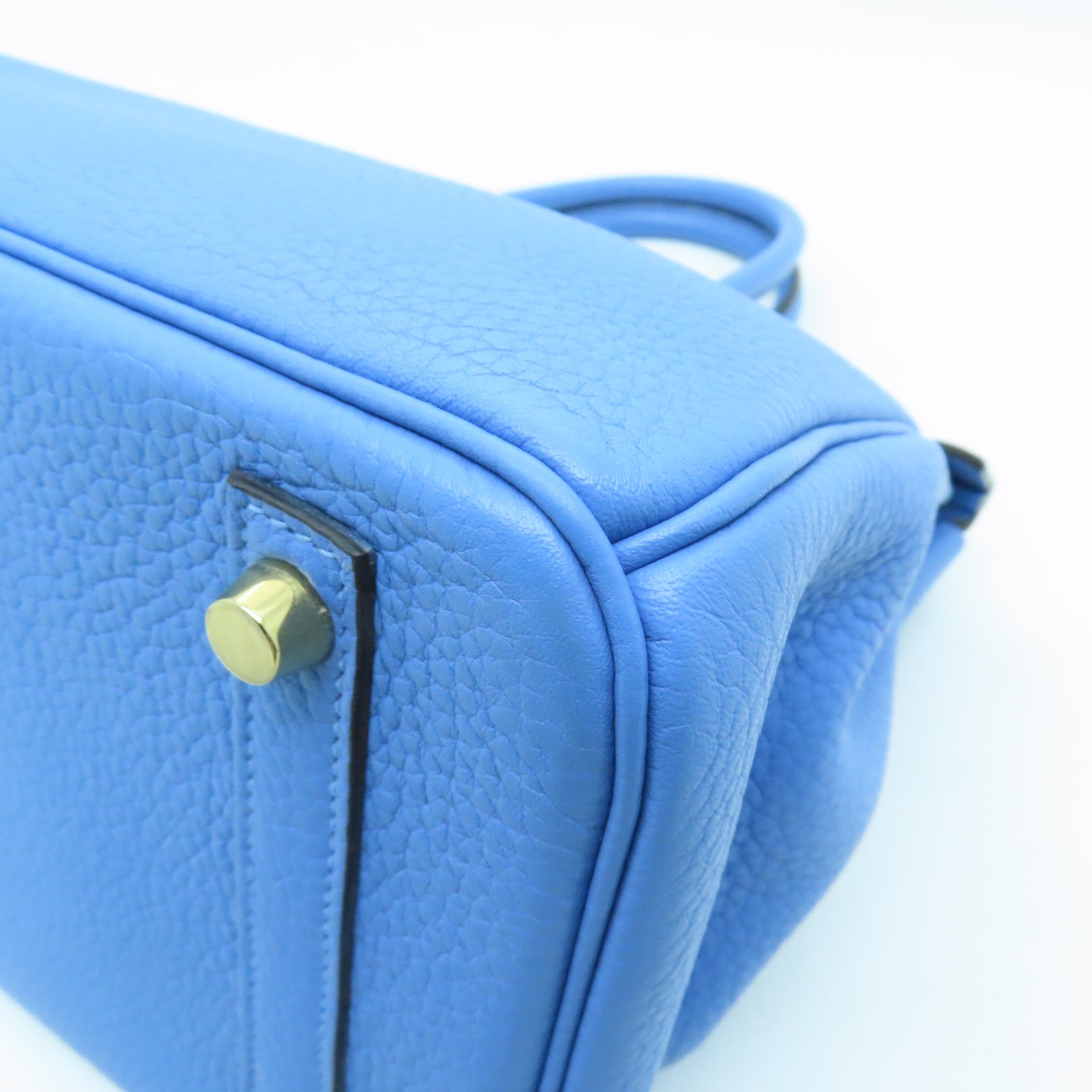 HERMES Togo皮革Birkin 30金扣手挽袋淺藍色