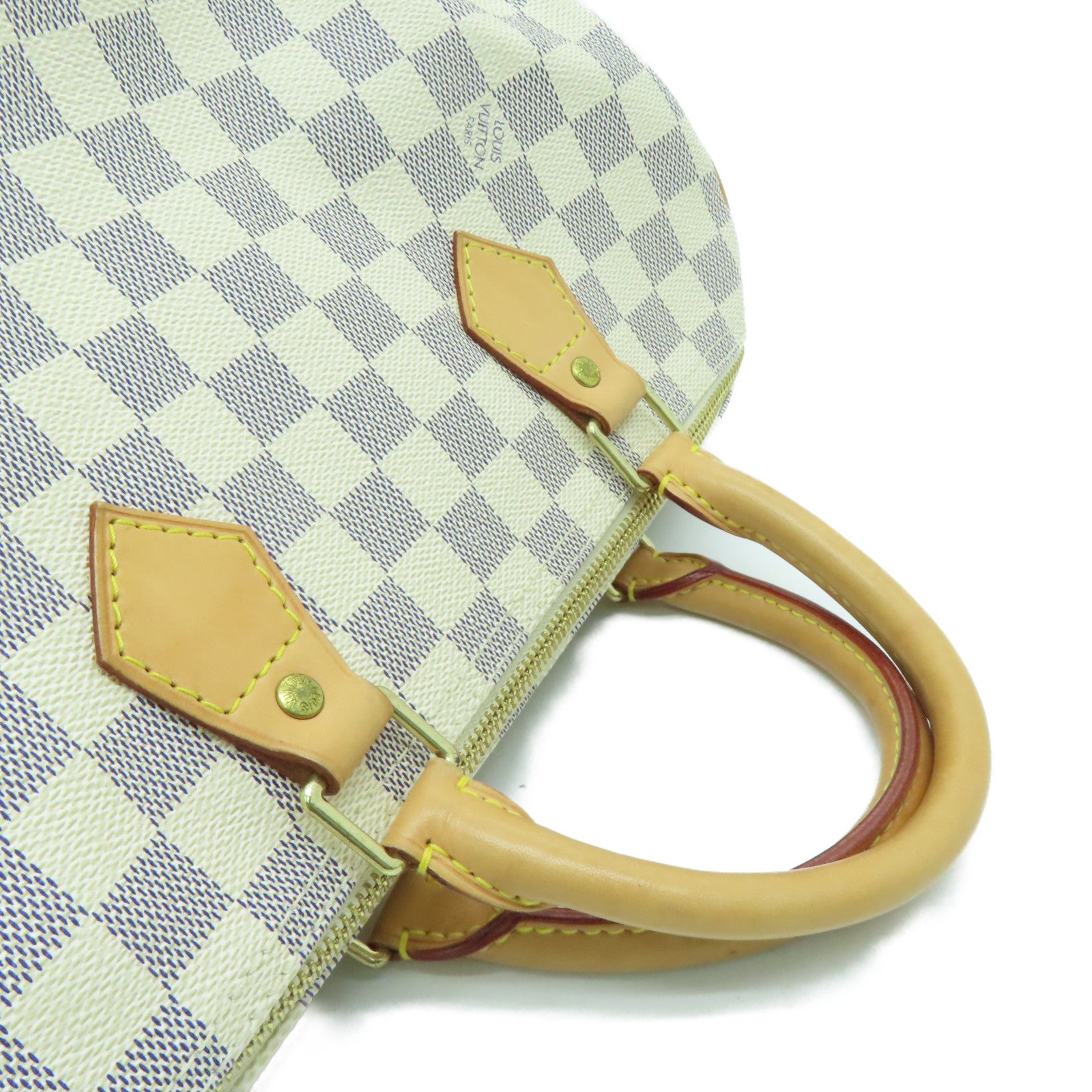 LOUIS VUITTON Damier Azur Speedy 30金扣手挽袋米白色