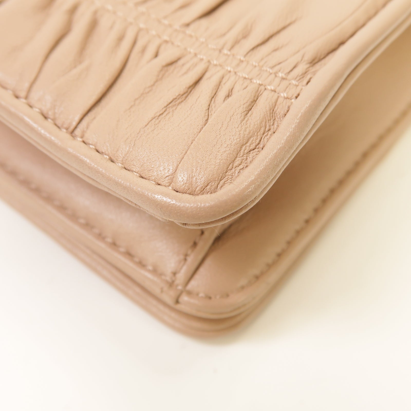 PRADA 羊皮皮革Nappa Gaufre Flap Cipria金扣鏈帶肩背袋粉紅色