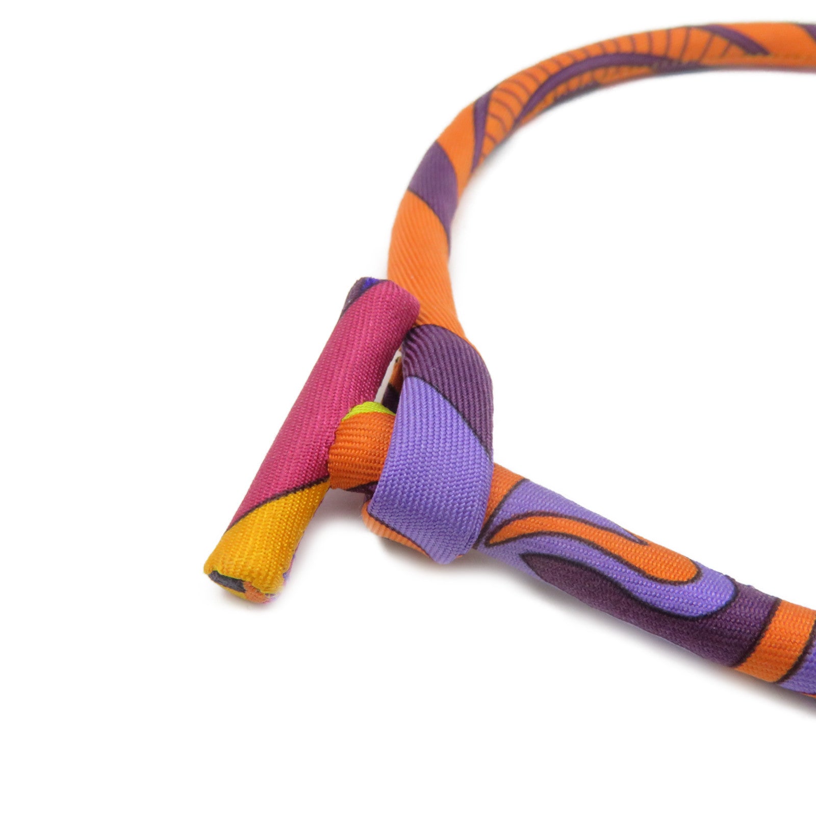 HERMES 【激減優惠】絲質Choker頸圈項鍊紫色/橙色