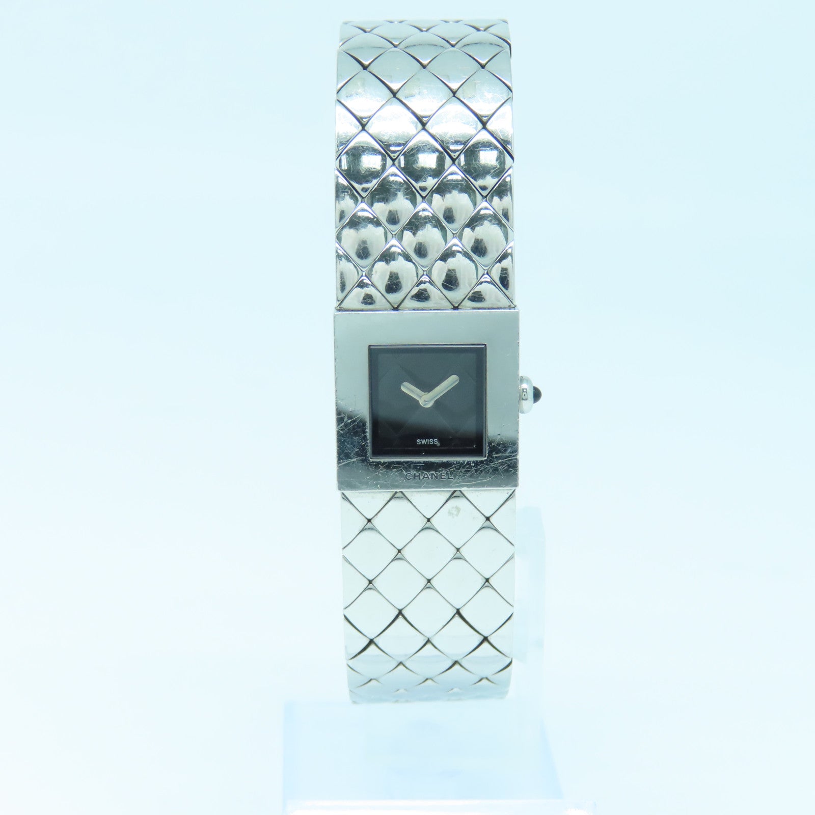 CHANEL Matelasse Bracelet Watch Stainless Steel Watch Quartz Movement Black