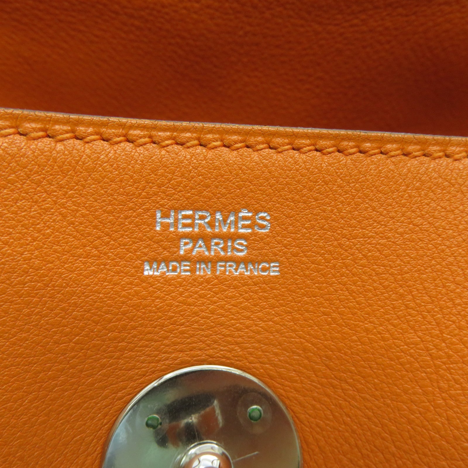 HERMES Swift皮革Lindy 30银扣肩背袋Orange橙色