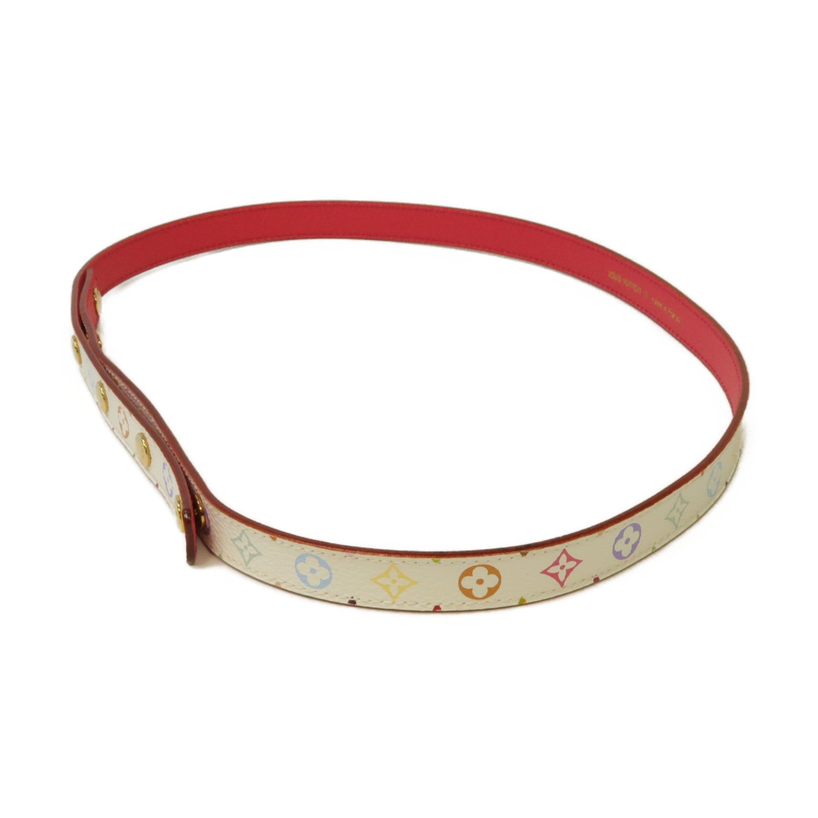 LOUIS VUITTON Monogram Multicolore Belt金扣皮帶白色/彩色