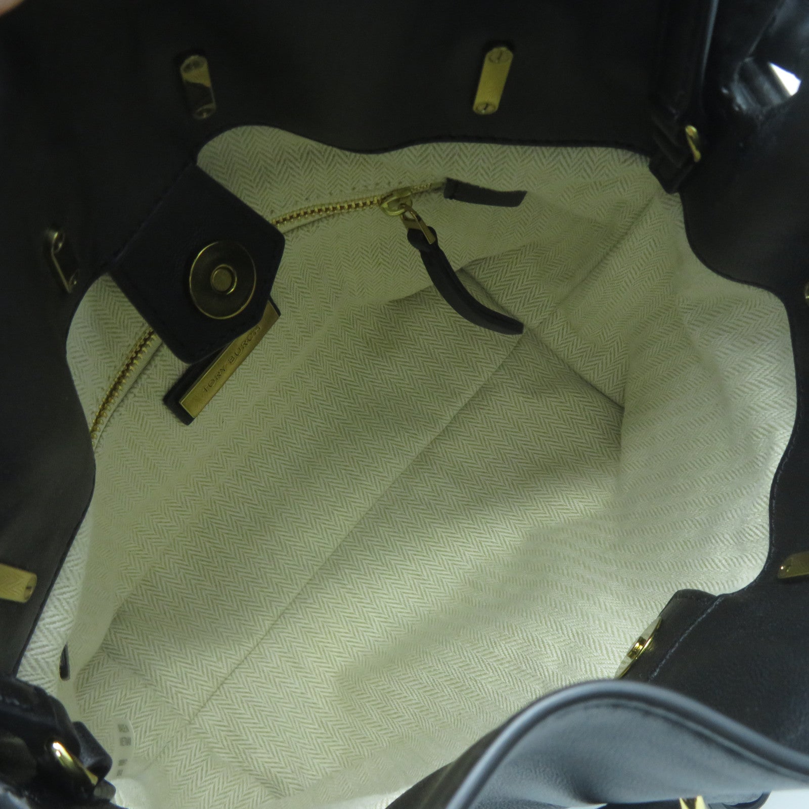 Tory Burch 牛皮皮革Shoulder Bag金扣手挽肩背兩用袋黑色