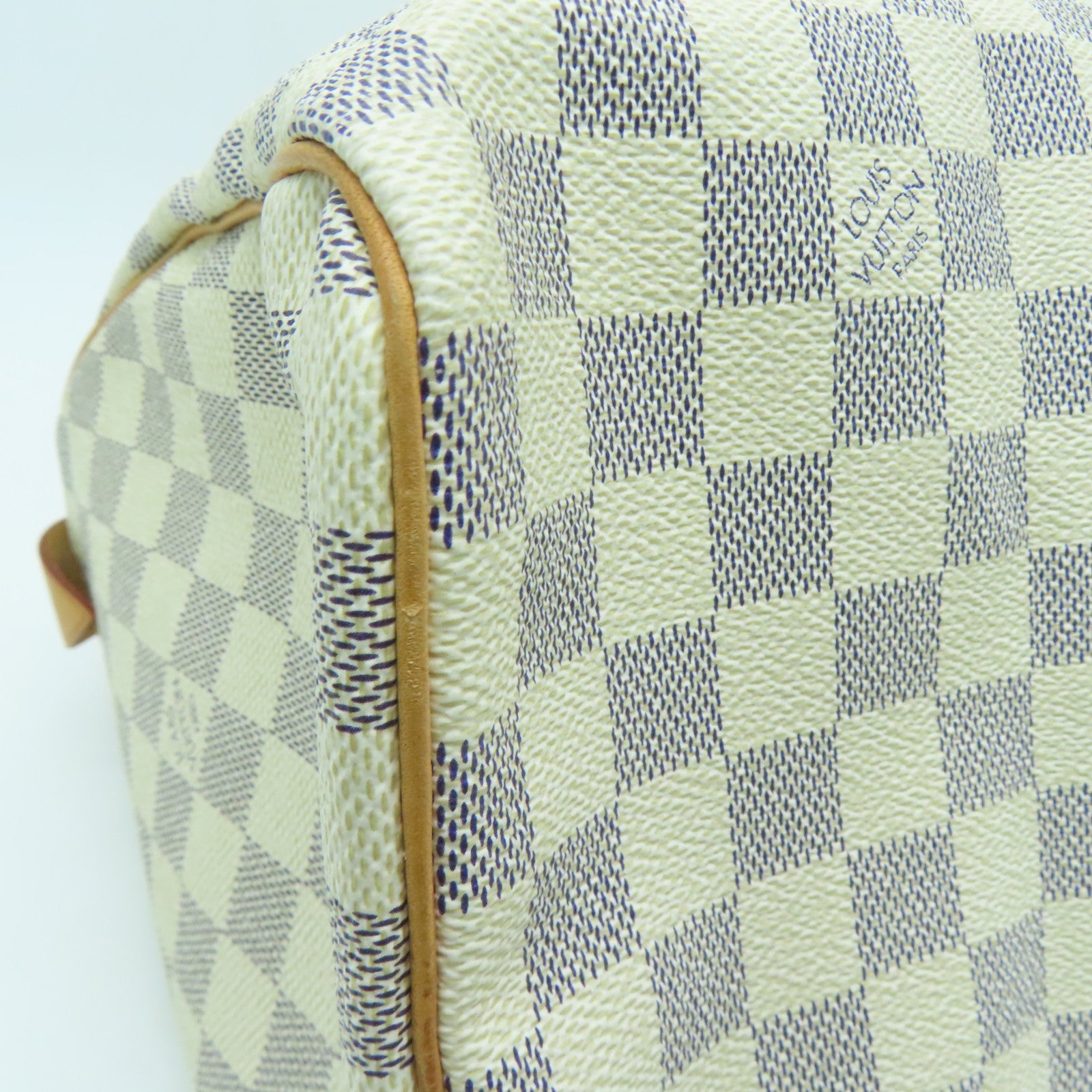 LOUIS VUITTON Damier Azur Speedy 30金扣手挽袋米白色