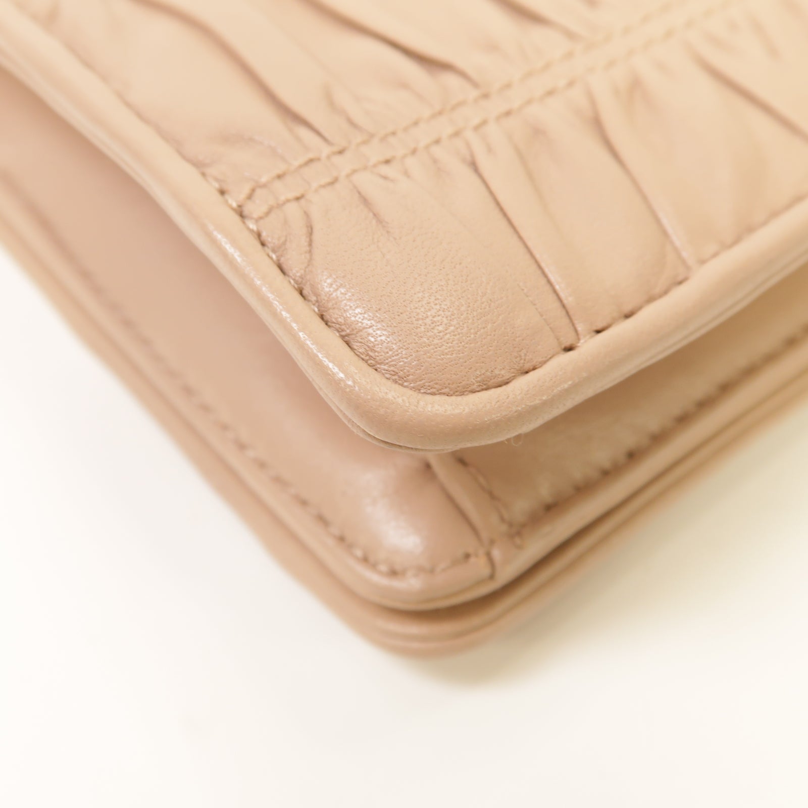 PRADA 羊皮皮革Nappa Gaufre Flap Cipria金扣鏈帶肩背袋粉紅色