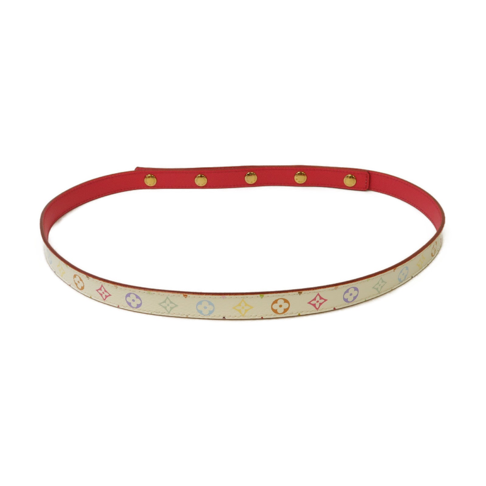 LOUIS VUITTON Monogram Multicolore Belt金扣皮帶白色/彩色