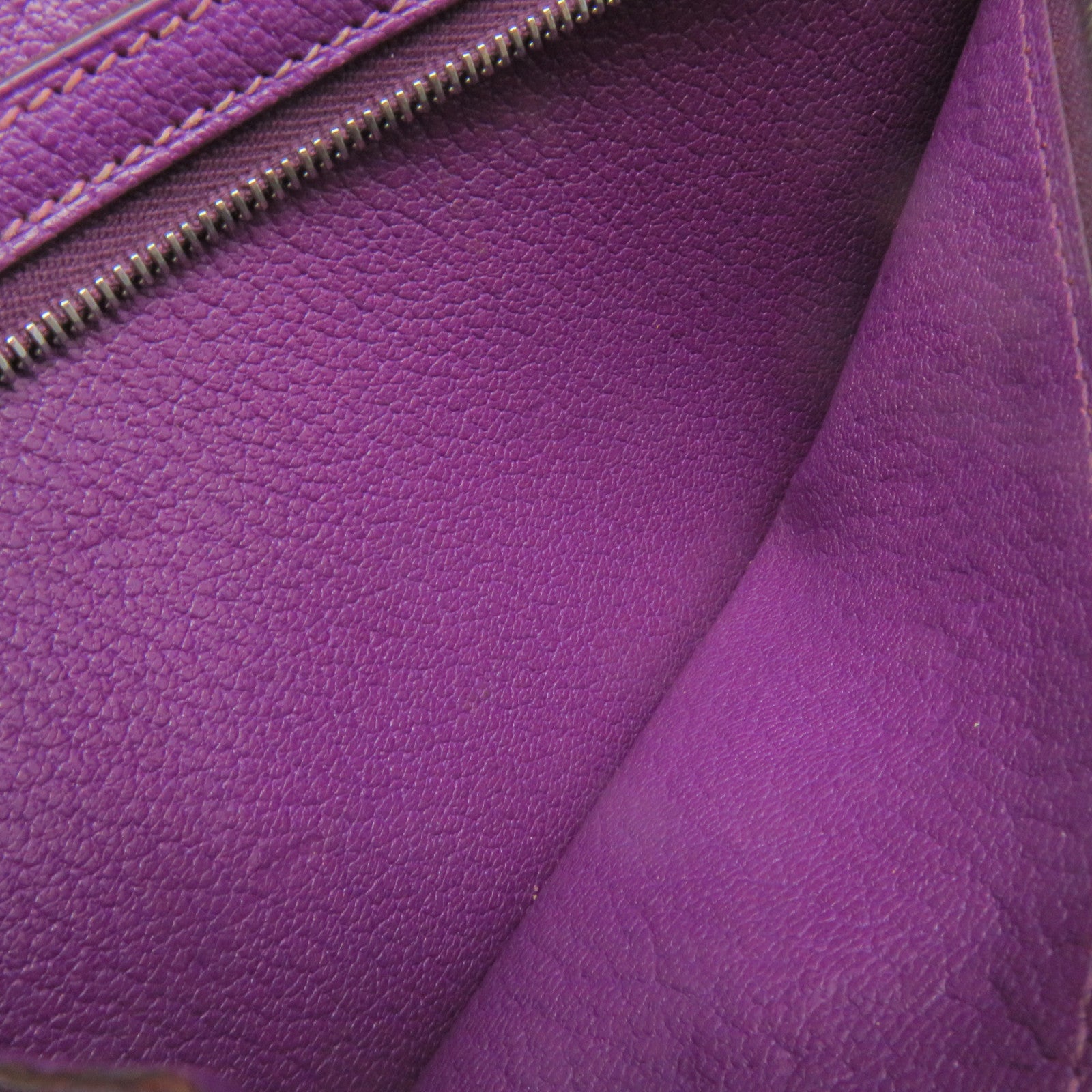 HERMES Chevre皮革Bearn W Snap Long Wallet銀扣長錢包5H紫色