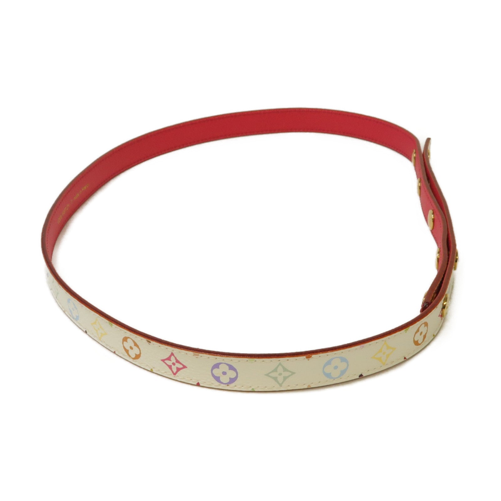 LOUIS VUITTON Monogram Multicolore Belt金扣皮帶白色/彩色