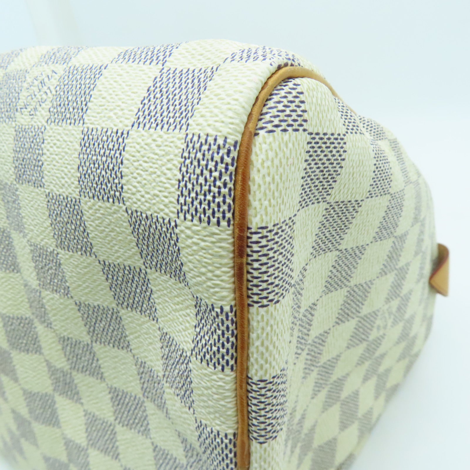 LOUIS VUITTON Damier Azur Speedy 30金扣手挽袋米白色