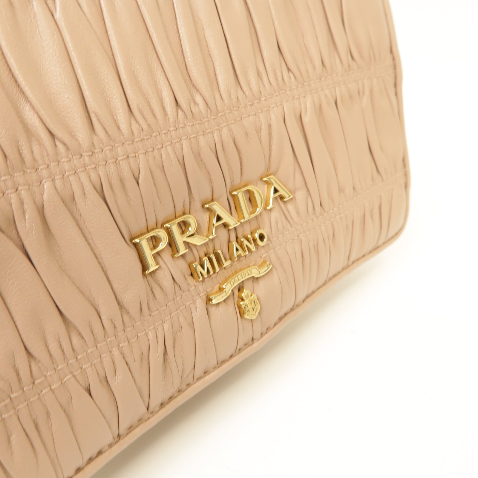 PRADA 羊皮皮革Nappa Gaufre Flap Cipria金扣鏈帶肩背袋粉紅色