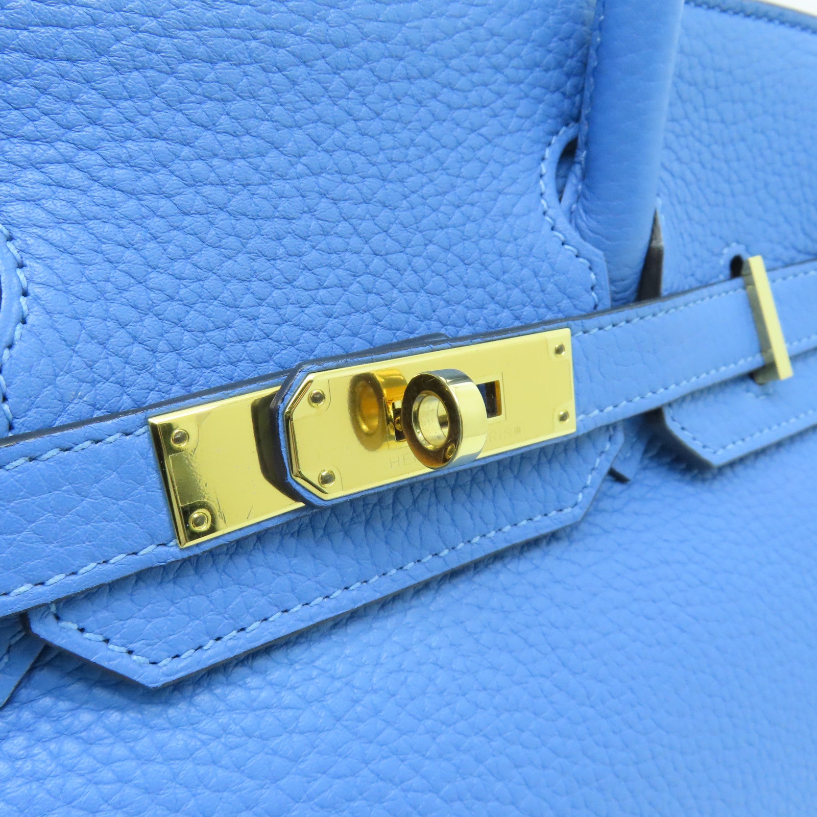 HERMES Togo皮革Birkin 30金扣手挽袋淺藍色