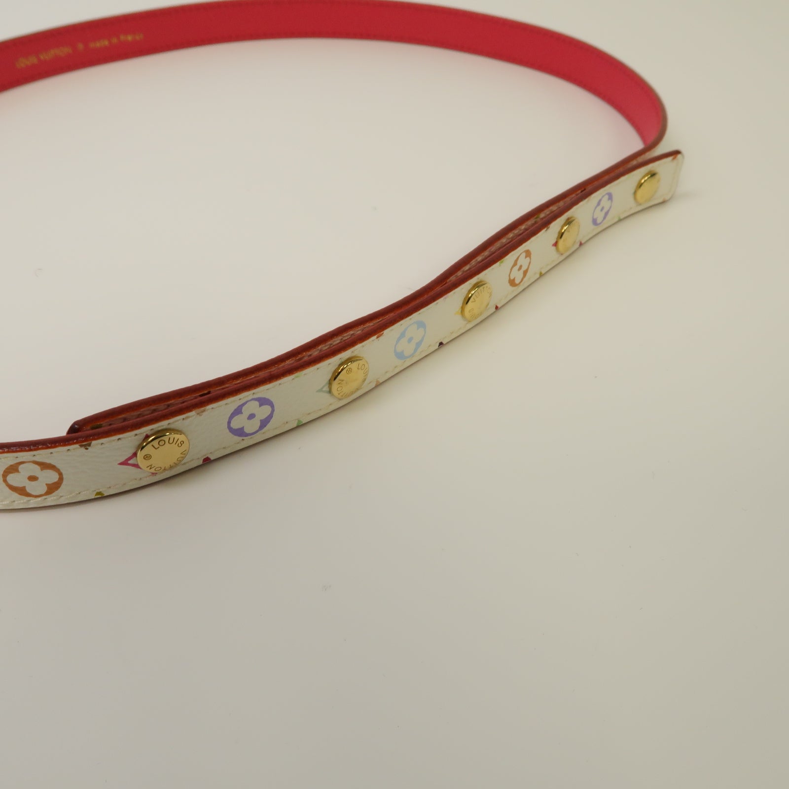 LOUIS VUITTON Monogram Multicolore Belt金扣皮帶白色/彩色