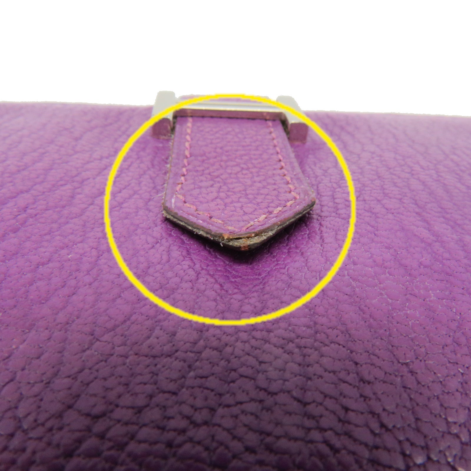 HERMES Chevre皮革Bearn W Snap Long Wallet銀扣長錢包5H紫色