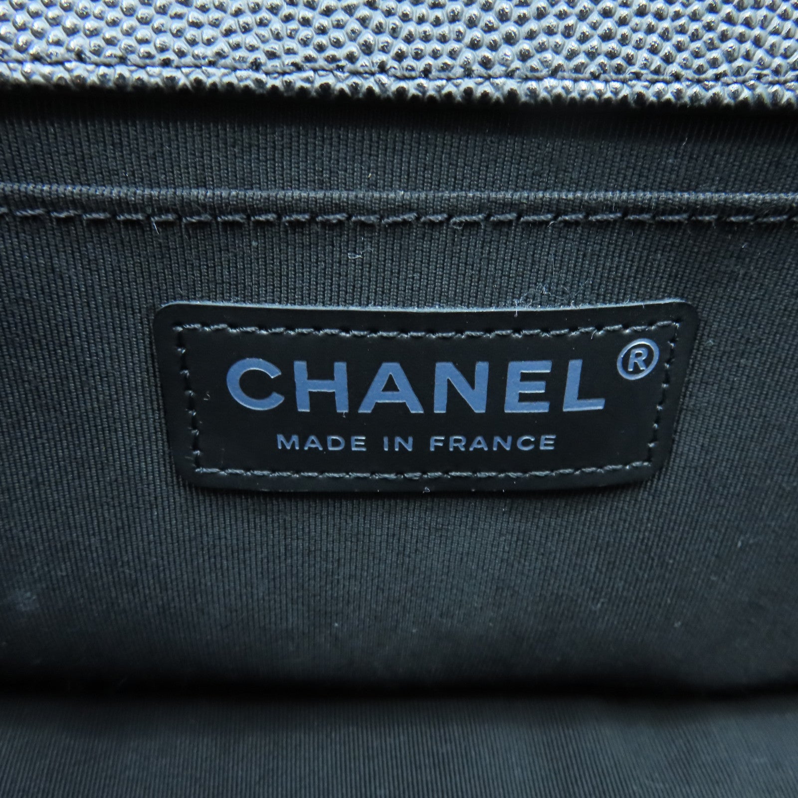 CHANEL Rhombus Caviar Leather Boy 25cm Silver Buckle Chain Shoulder Bag Black