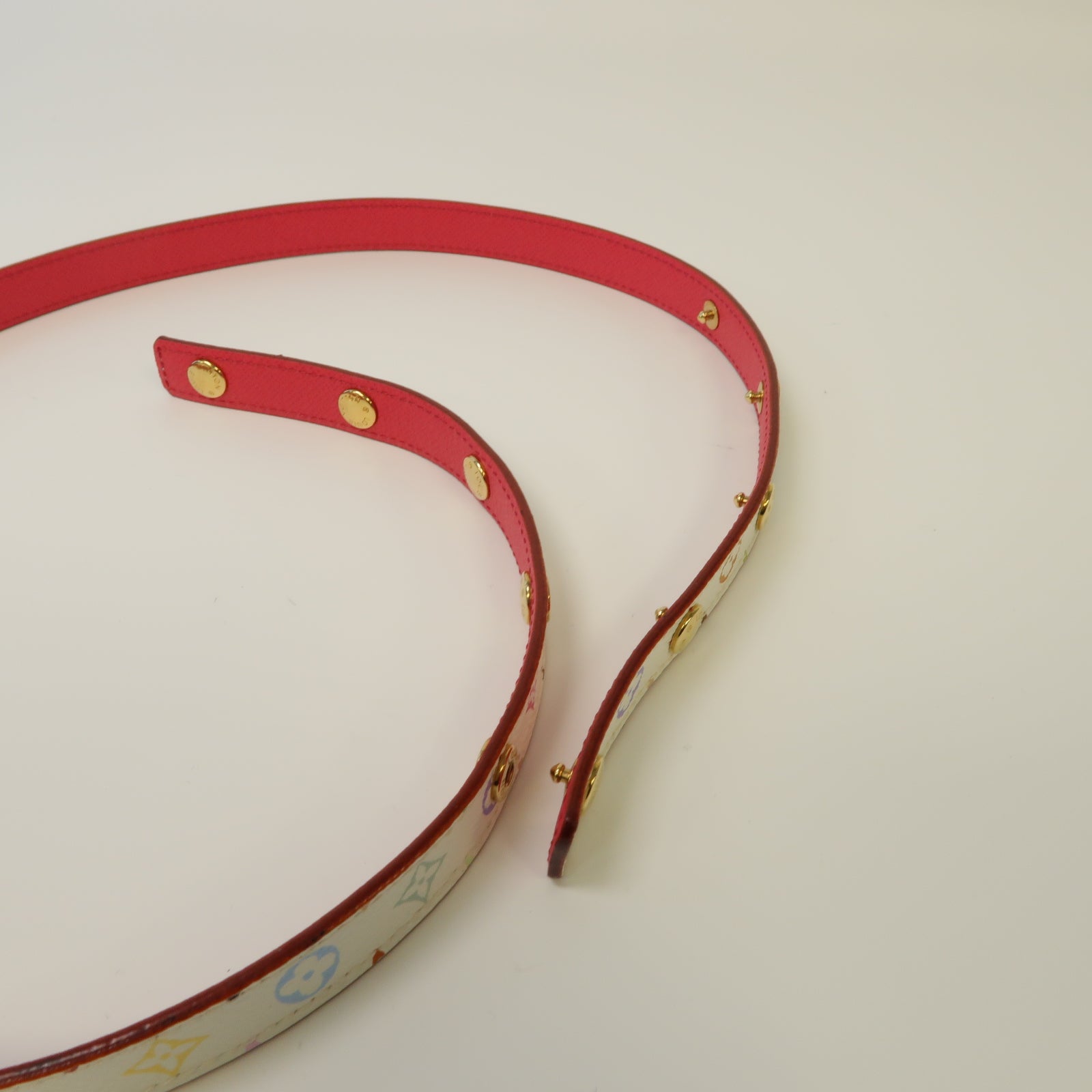 LOUIS VUITTON Monogram Multicolore Belt金扣皮帶白色/彩色
