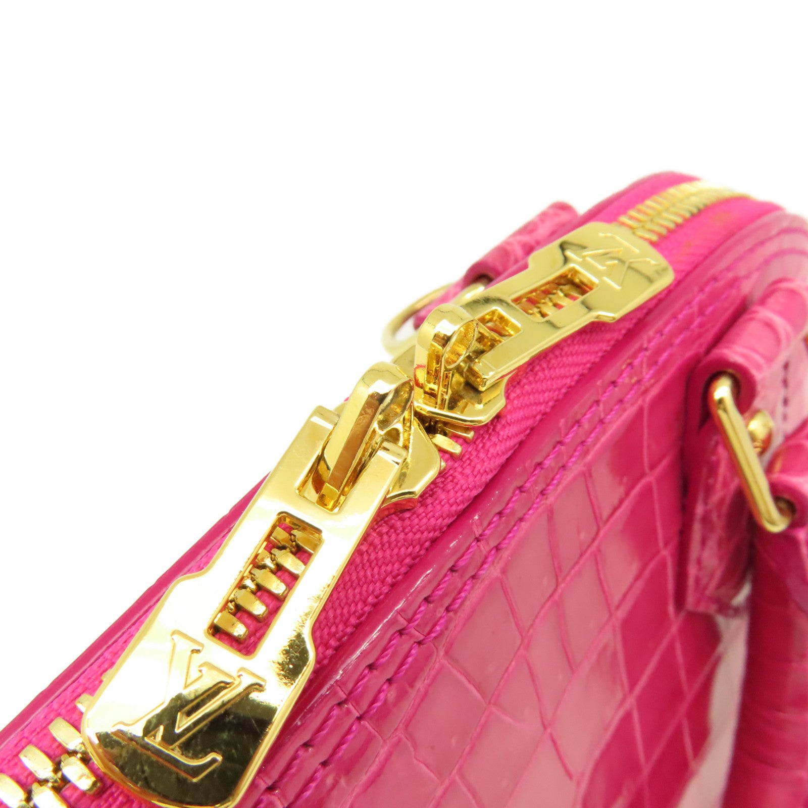 LOUIS VUITTON 鱷魚皮革Alma 2Way Shoulder Bag手挽肩背兩用袋粉紅色