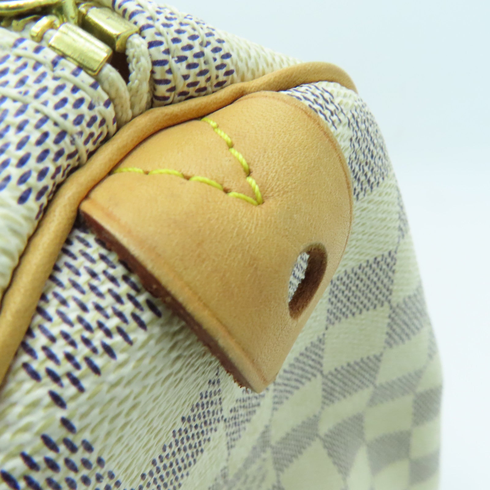 LOUIS VUITTON Damier Azur Speedy 30金扣手挽袋米白色