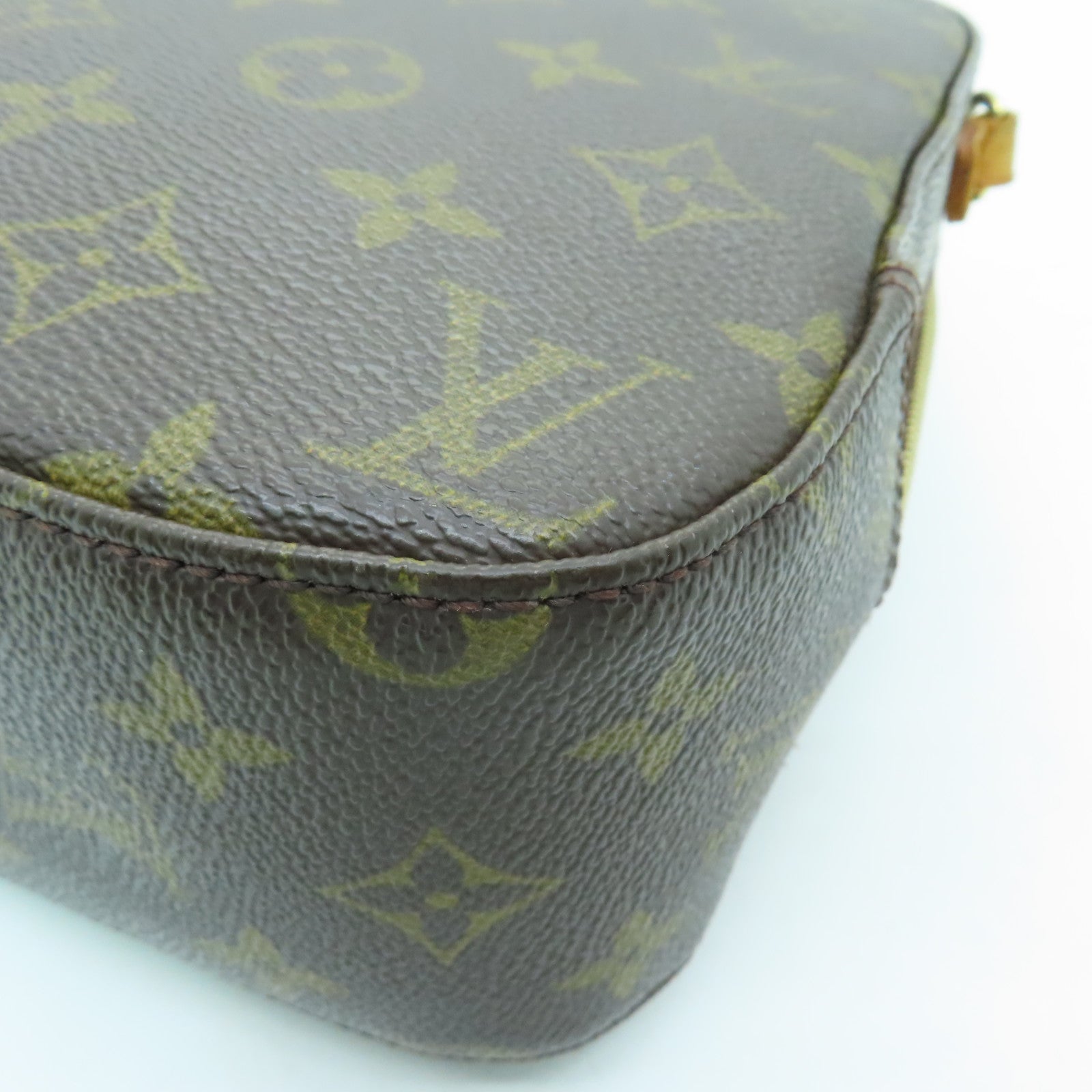 LOUIS VUITTON Monogram Spontini Gold Buckle Handle Bag Brown