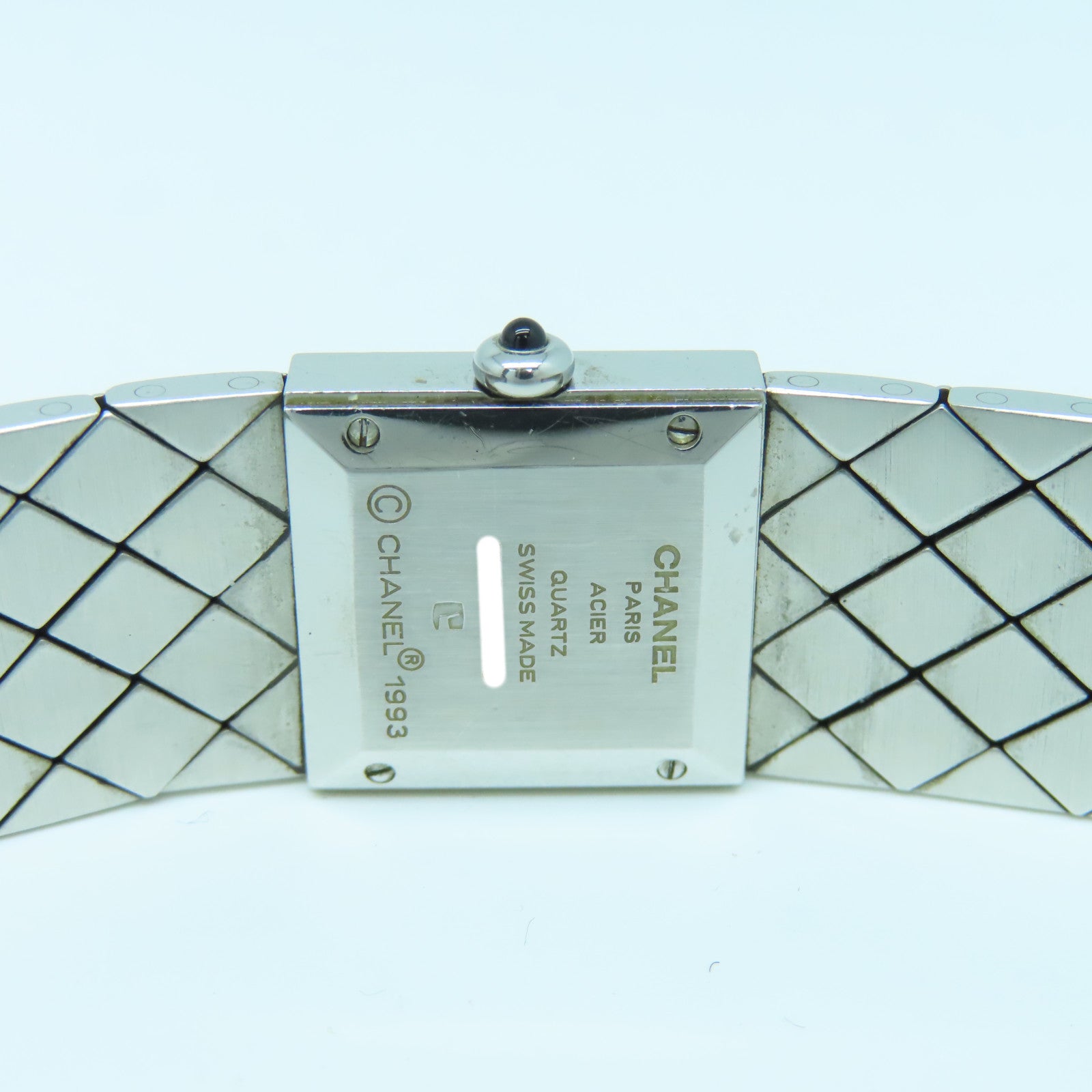 CHANEL Matelasse Bracelet Watch Stainless Steel Watch Quartz Movement Black