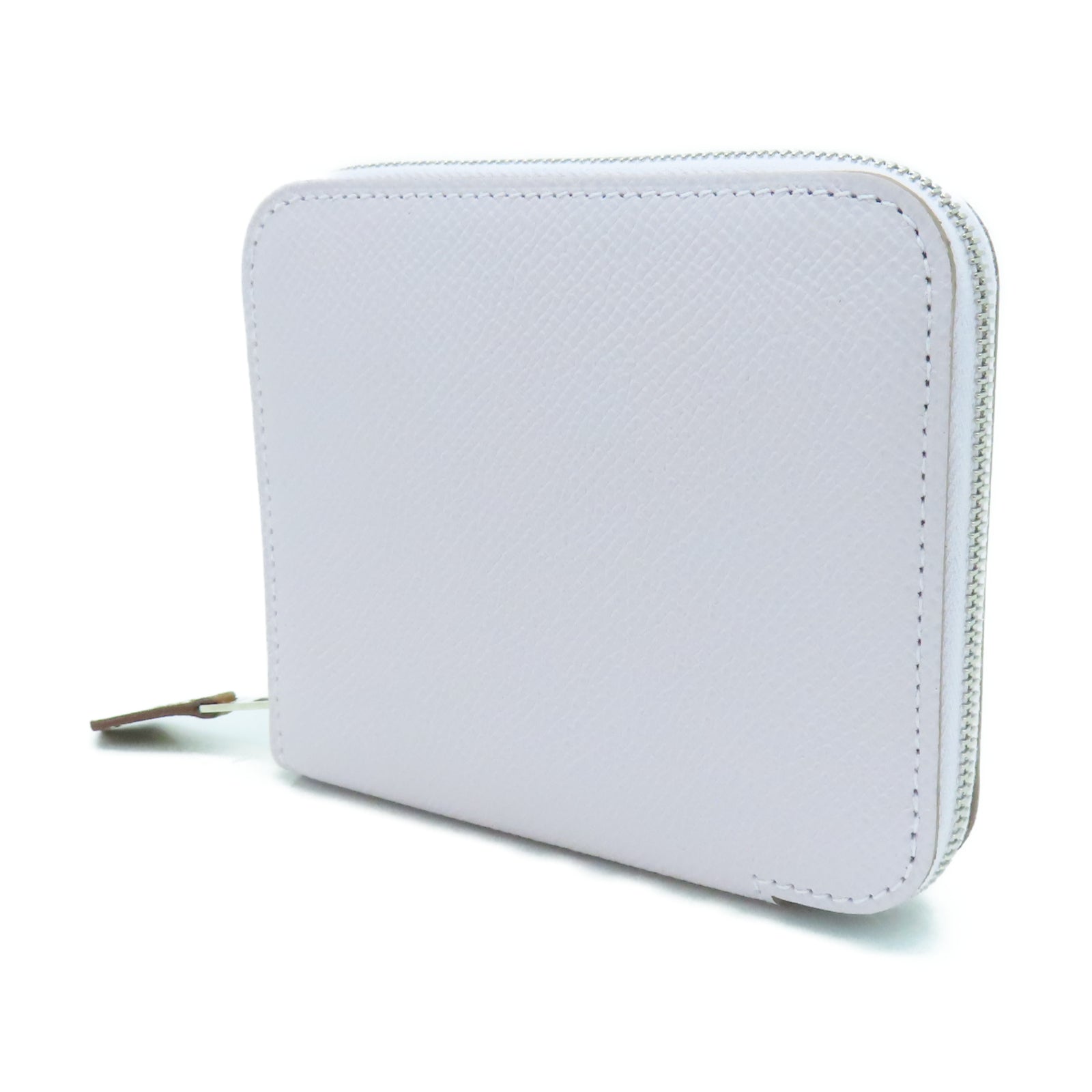 HERMES Veau Epsom皮革Silk'in Compact银扣钱包锦葵紫色